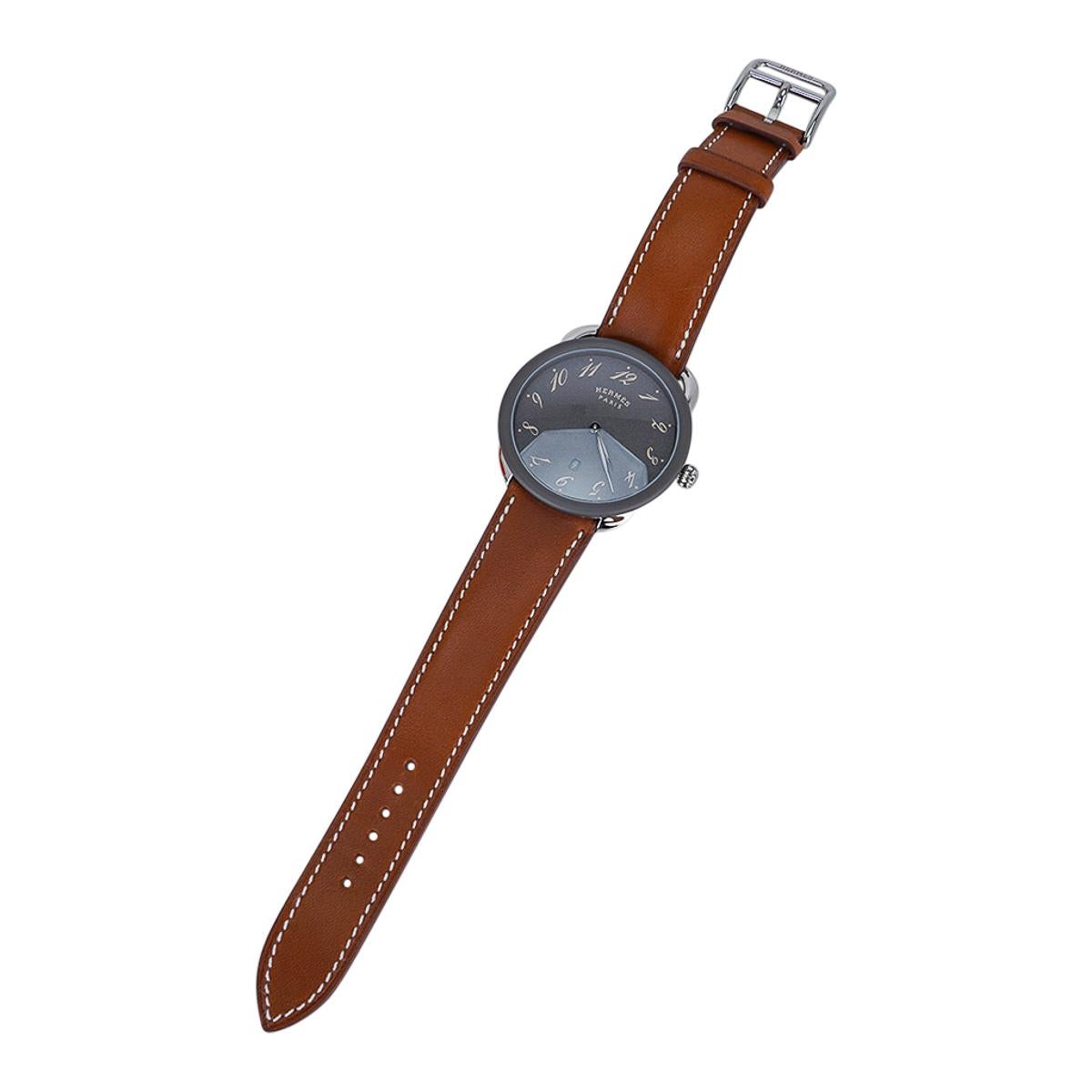 Montre Hermes Arceau 78 Cadran gris Bracelet Barenia 1
