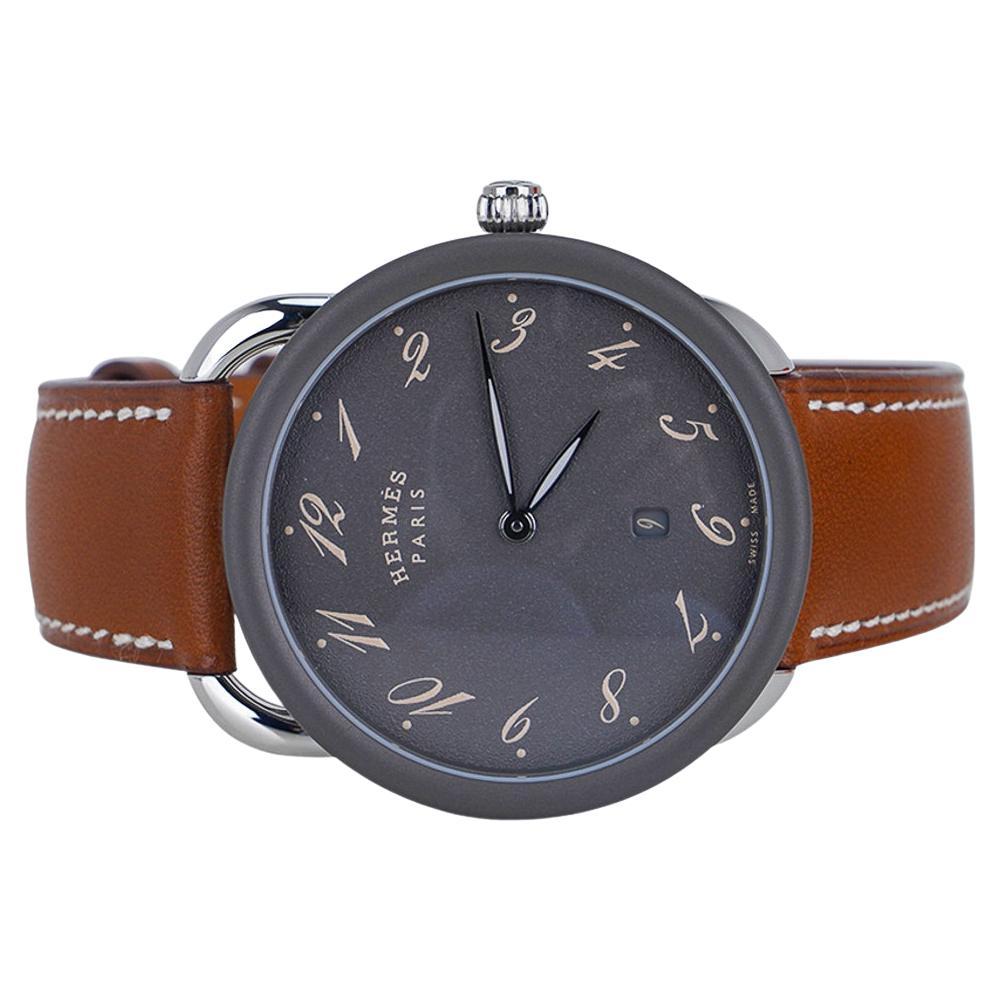 Hermes Arceau 78 Watch Gray Dial Barenia Strap