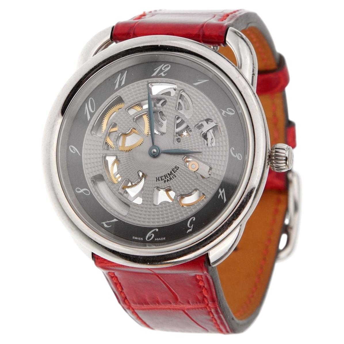 Hermes Arceau Anniversary Limited Edition 18k White Gold Watch For Sale