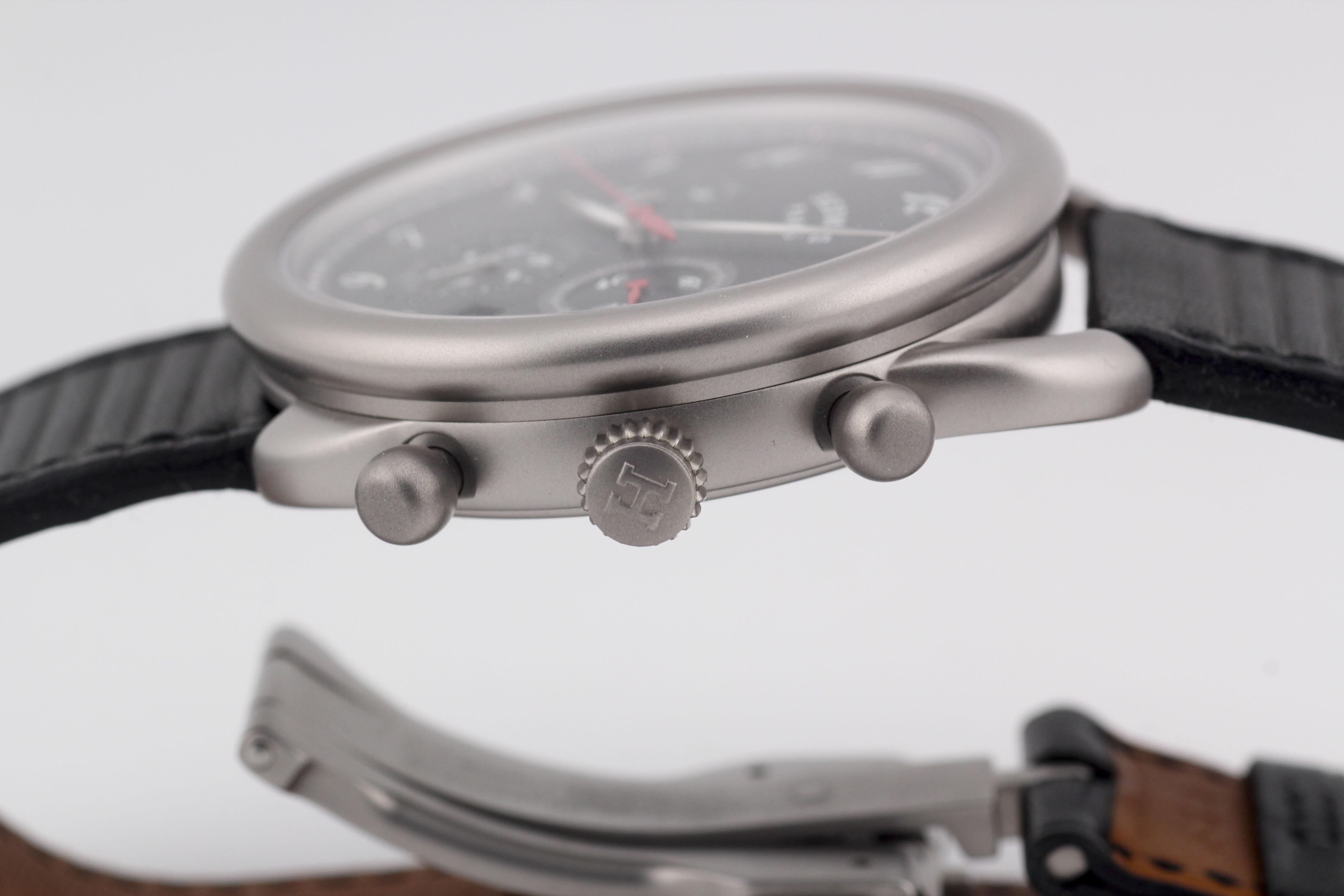 Hermes Arceau AR3.941 Titanium Automatic Chronograph Watch w/ Box Papers For Sale 12