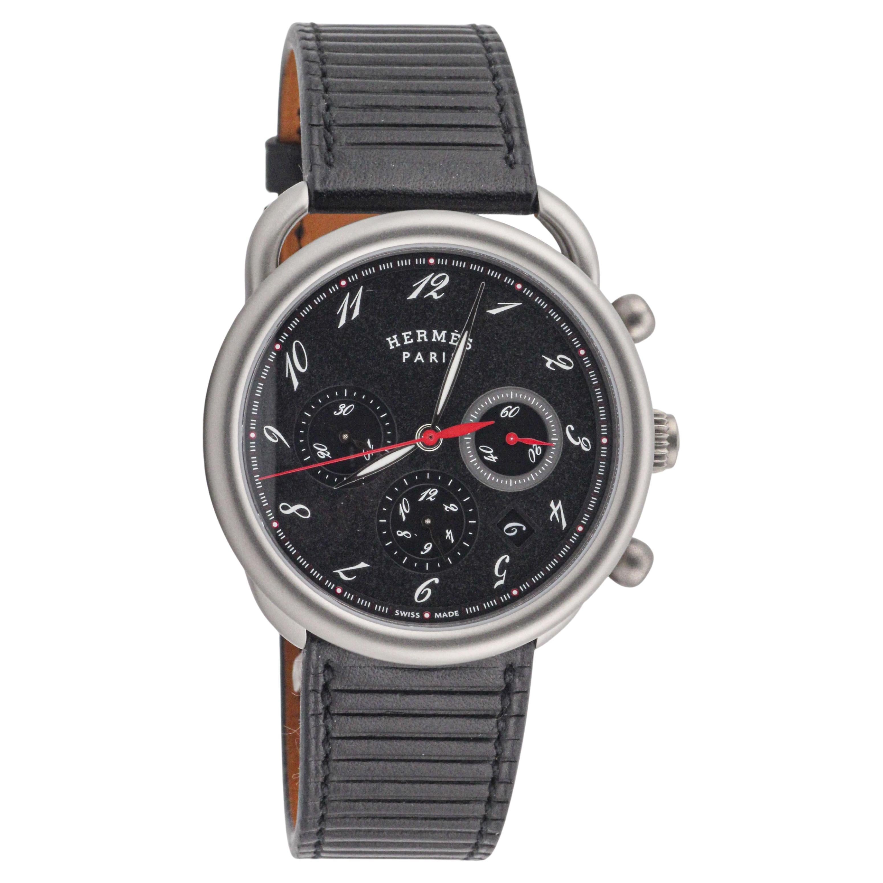 Hermes Arceau AR3.941 Titanium Automatic Chronograph Watch w/ Box Papers For Sale