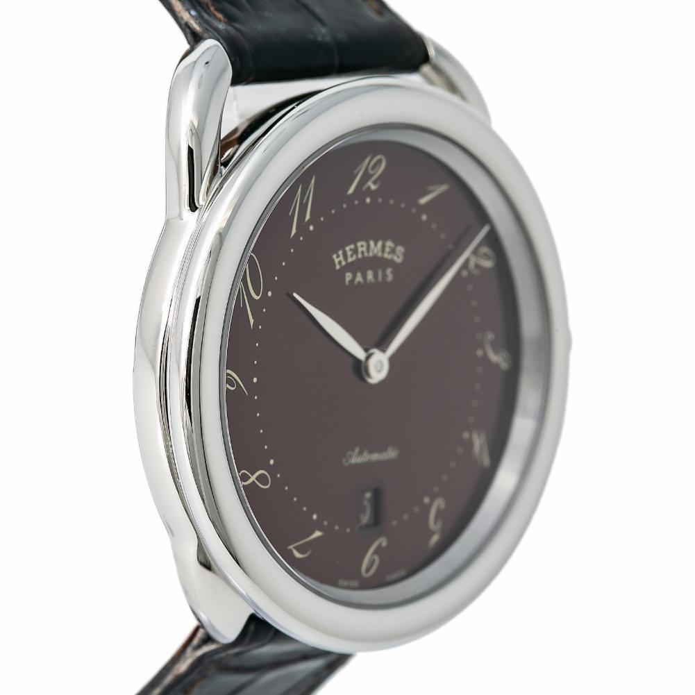 Hermès Arceau AR7.710.220, Brown Dial, Certified and Warranty In Good Condition In Miami, FL