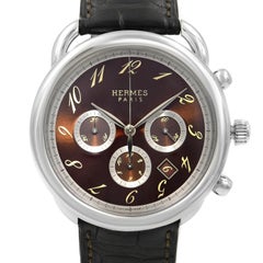 Hermes Arceau Chronograph Steel Brown Dial Automatic Men's Watch AR4.910