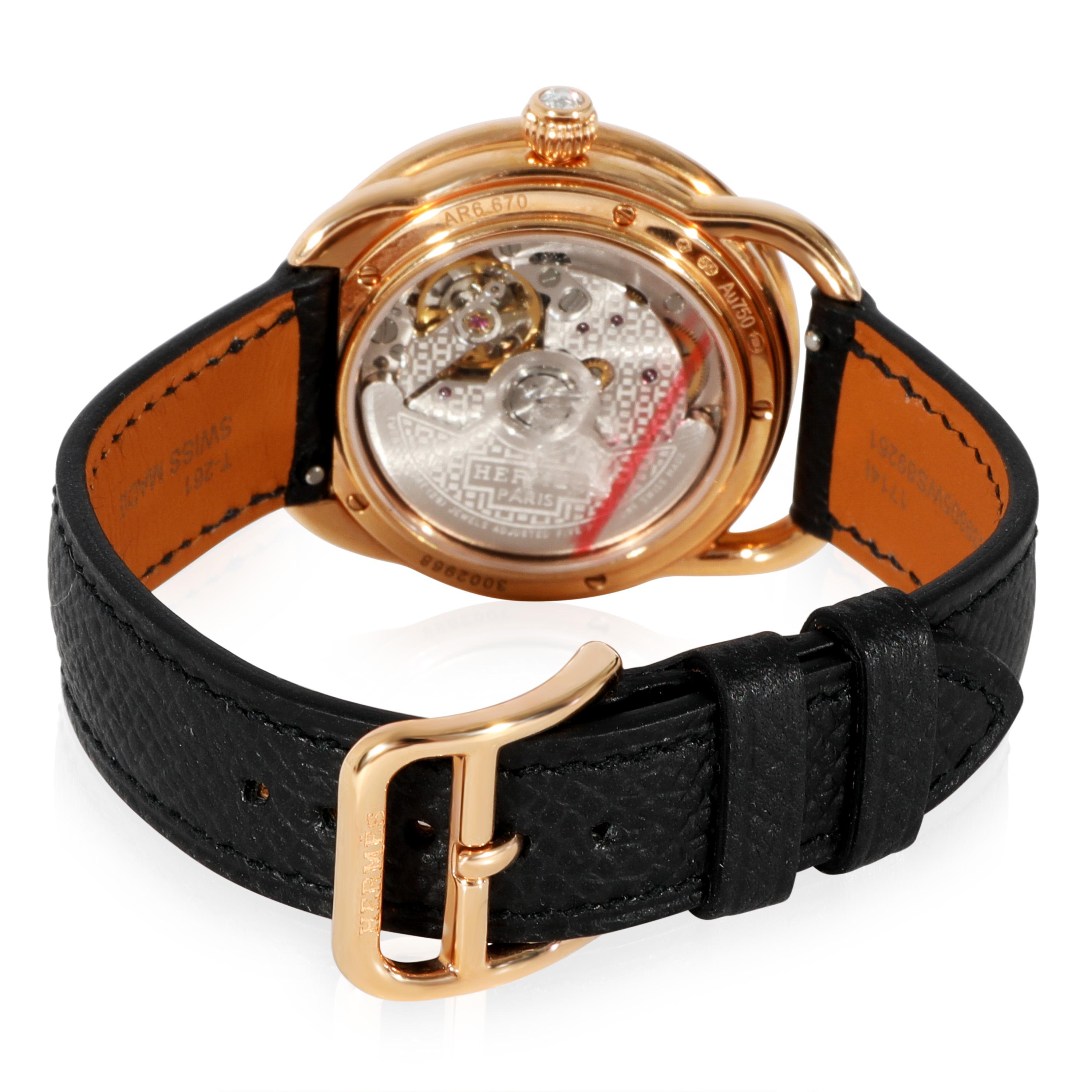 Hermès Arceau Ecuyere AR6.670.221.MN0 Unisex Watch in 18kt Rose Gold In New Condition For Sale In New York, NY
