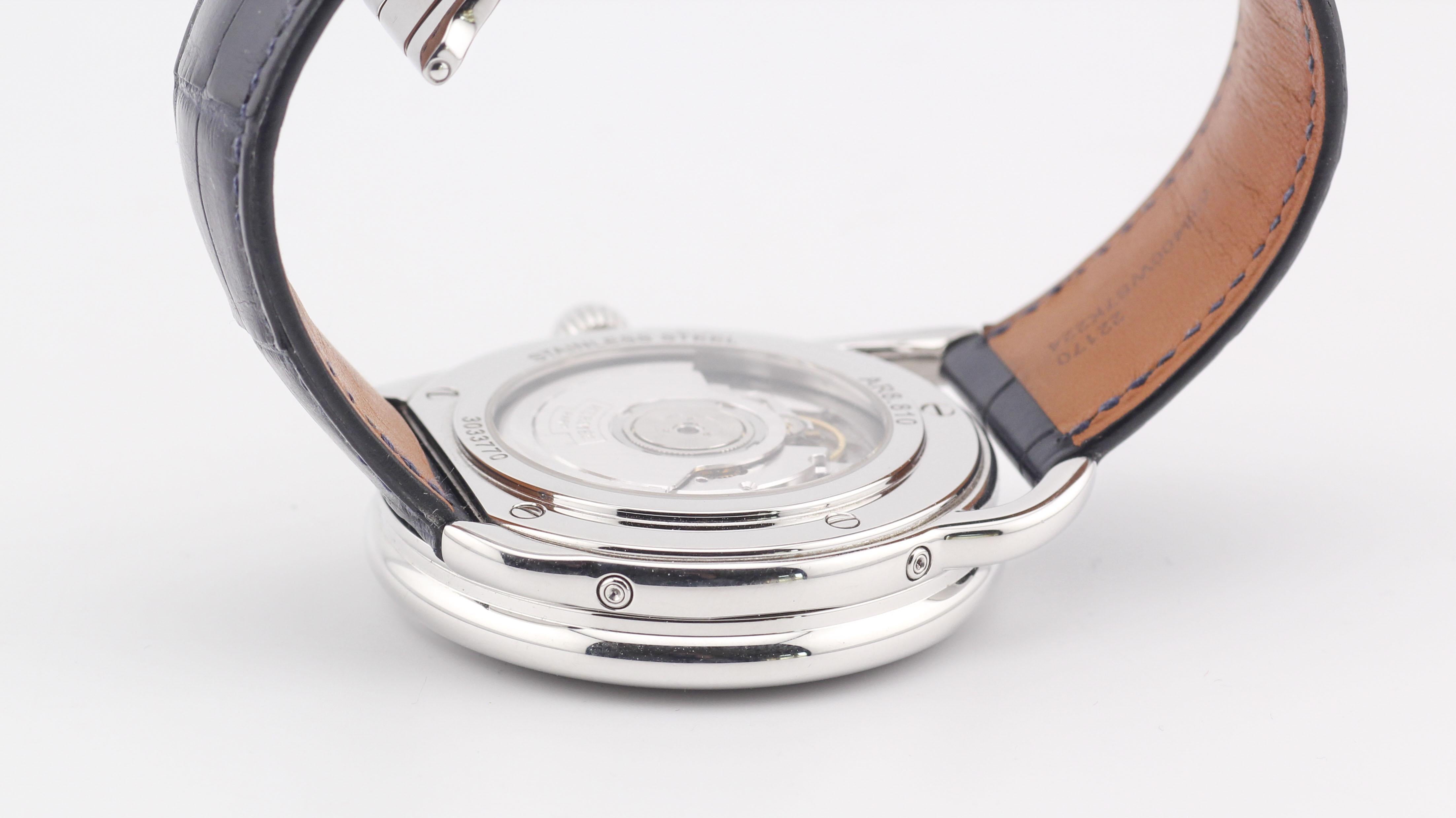 Hermes Arceau Grand Lune Triple Calendar Moonphase Steel Watch 43mm w/Box Papers For Sale 10