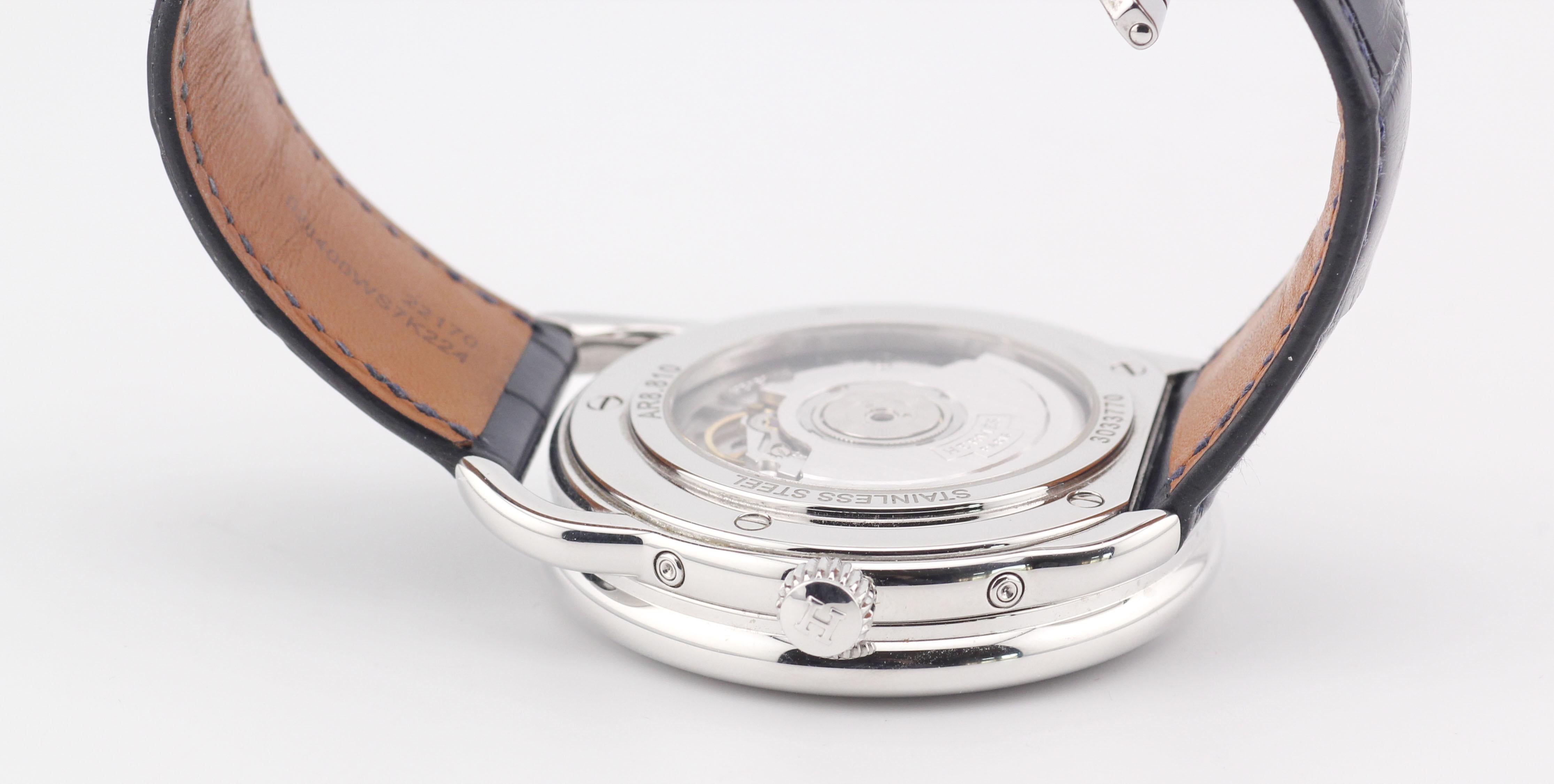 Hermes Arceau Grand Lune Triple Calendar Moonphase Steel Watch 43mm w/Box Papers For Sale 11