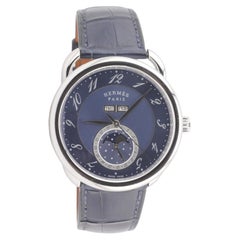 Hermes Arceau Grand Lune Triple Calendar Moonphase Steel Watch 43mm w/Box Papers Hermes Arceau Grand Lune Triple Calendar Moonphase Steel Watch 43mm w/Box Papers