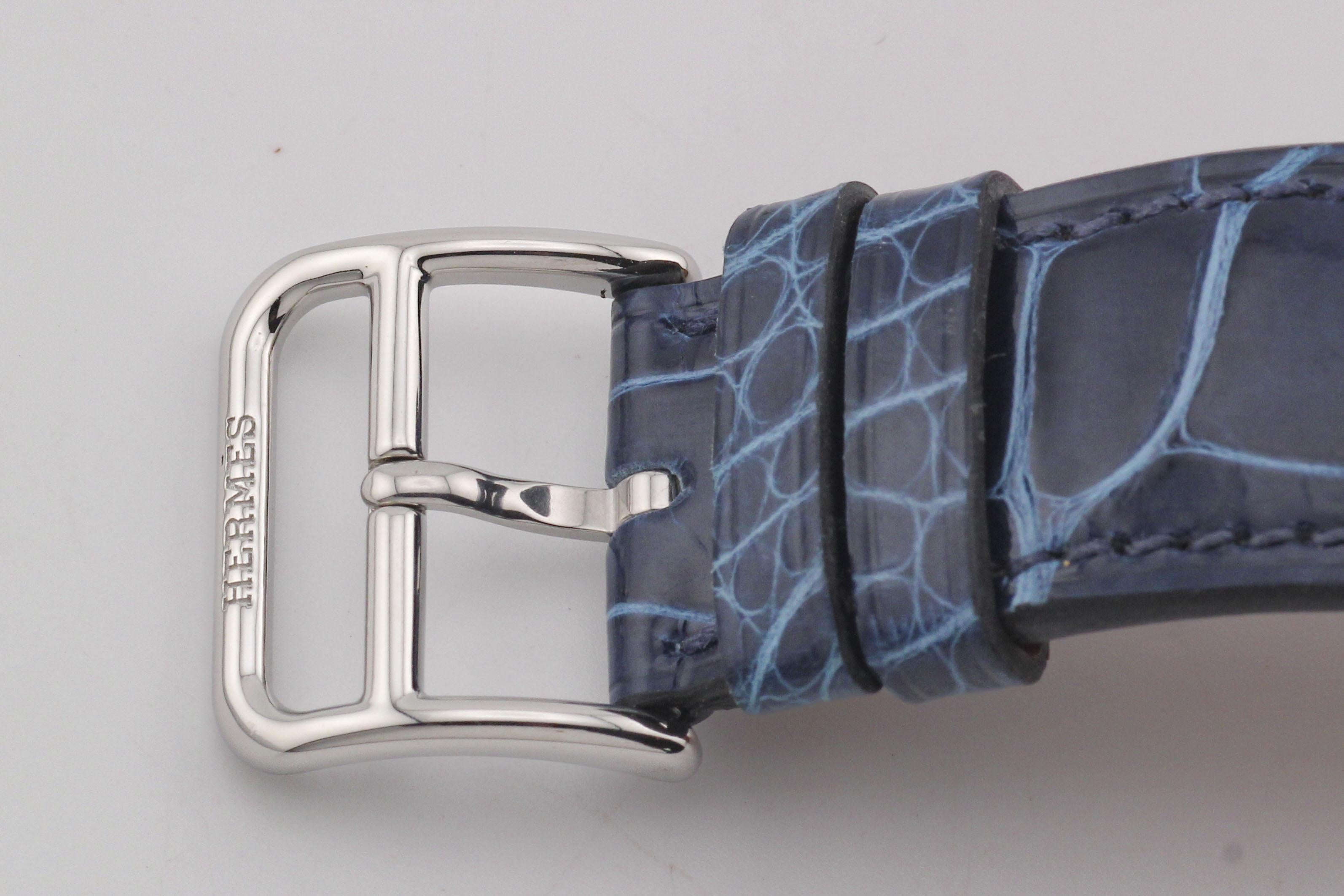 Hermes Arceau Le Temps Voyageur Dual Time Zone AR10.510 Automatikuhr aus Stahl im Angebot 8