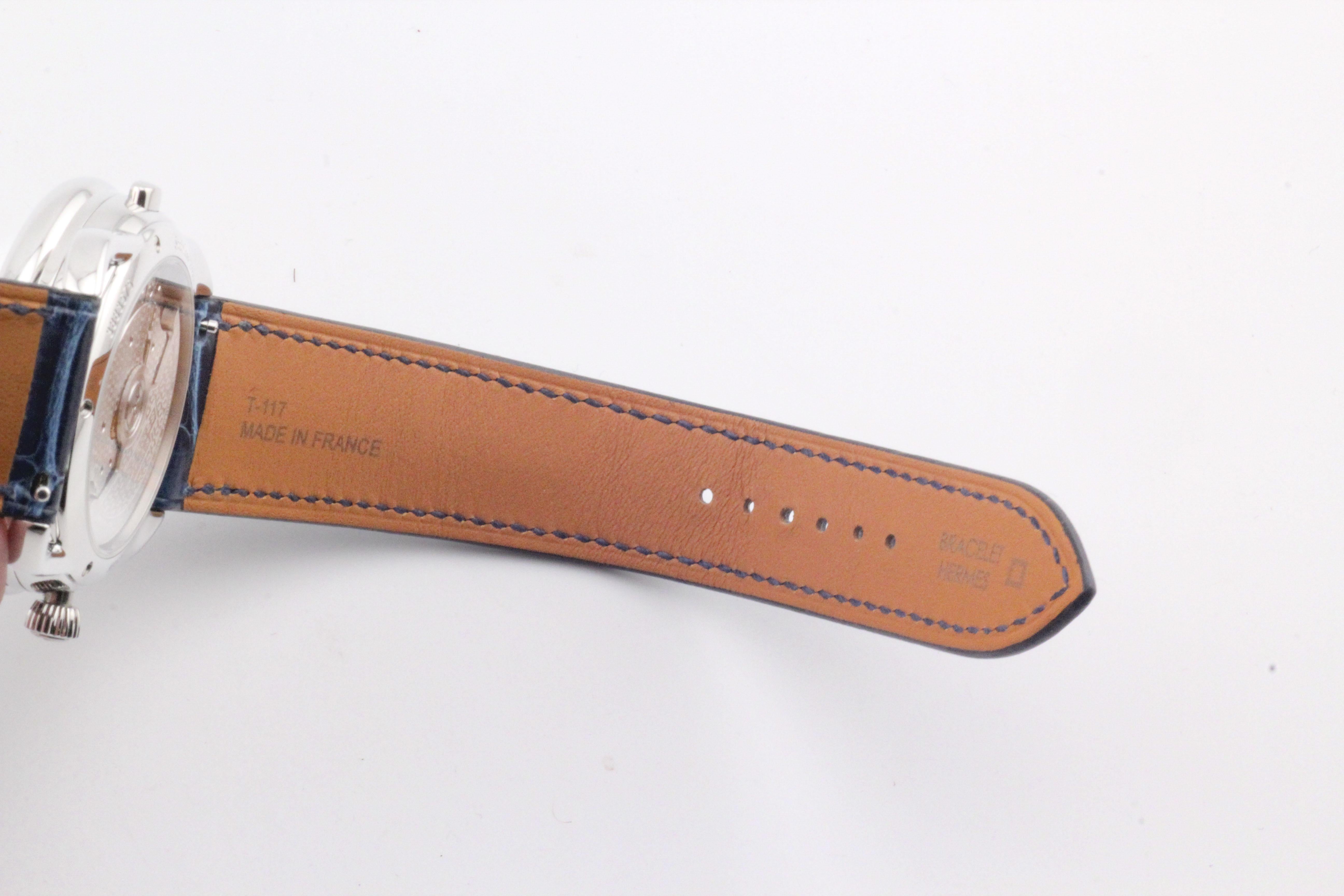 Hermes Arceau Le Temps Voyageur Dual Time Zone AR10.510 Automatikuhr aus Stahl im Angebot 1