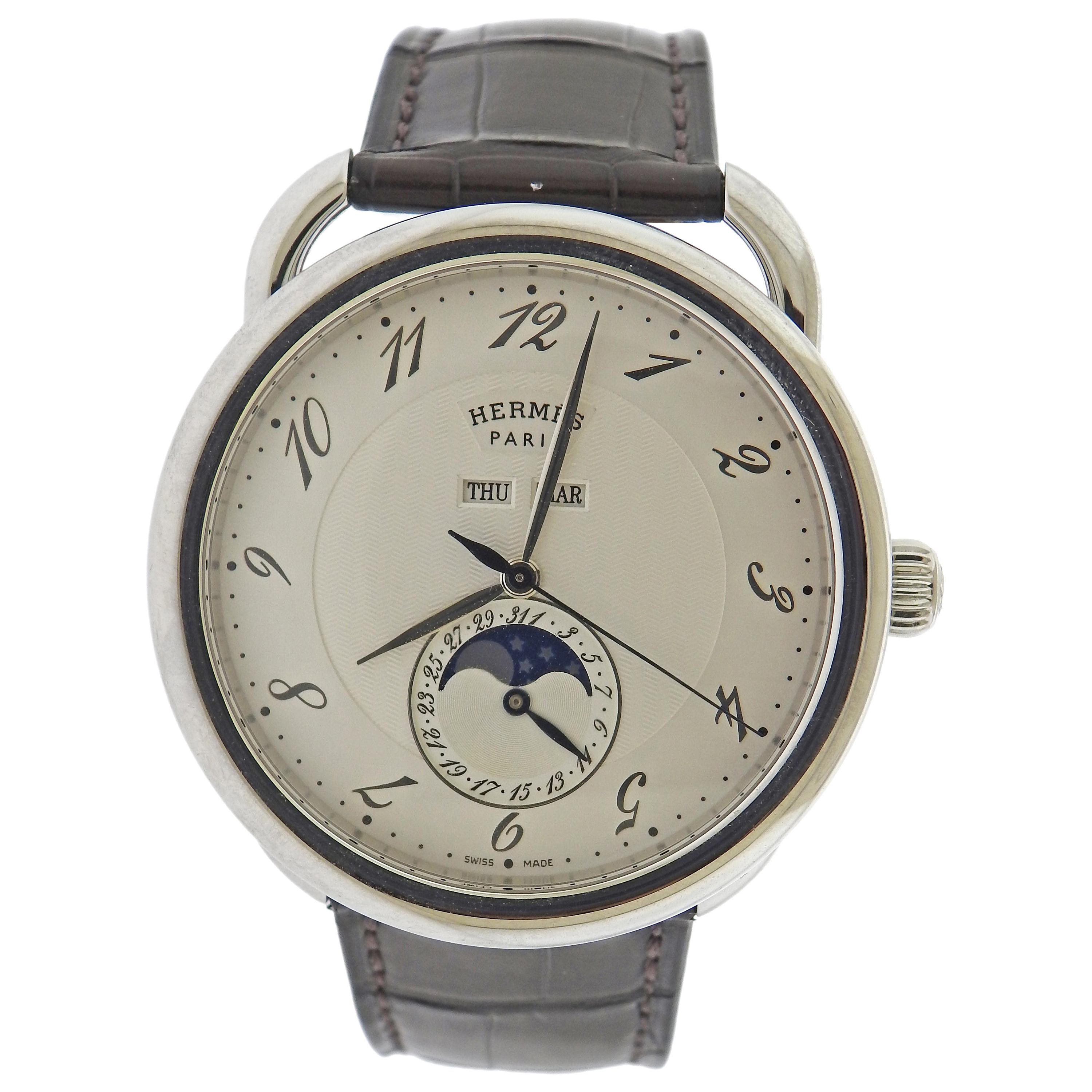 Hermes Arceau Moonphase Automatic Stainless Steel Watch AR8.810