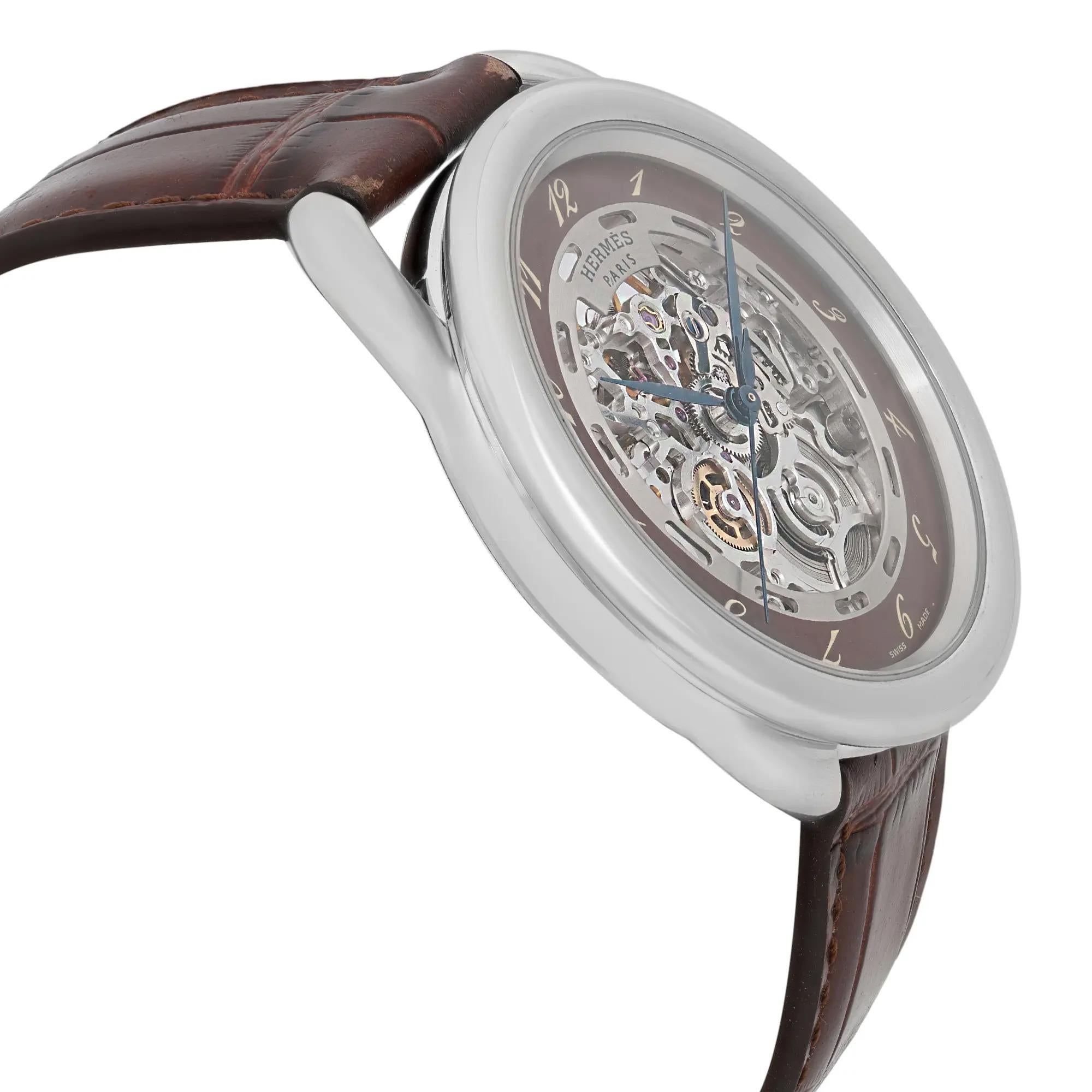 Hermes Arceau Squelette 41MM Edelstahl Skelett Zifferblatt Herrenuhr AR6.710 im Angebot 1