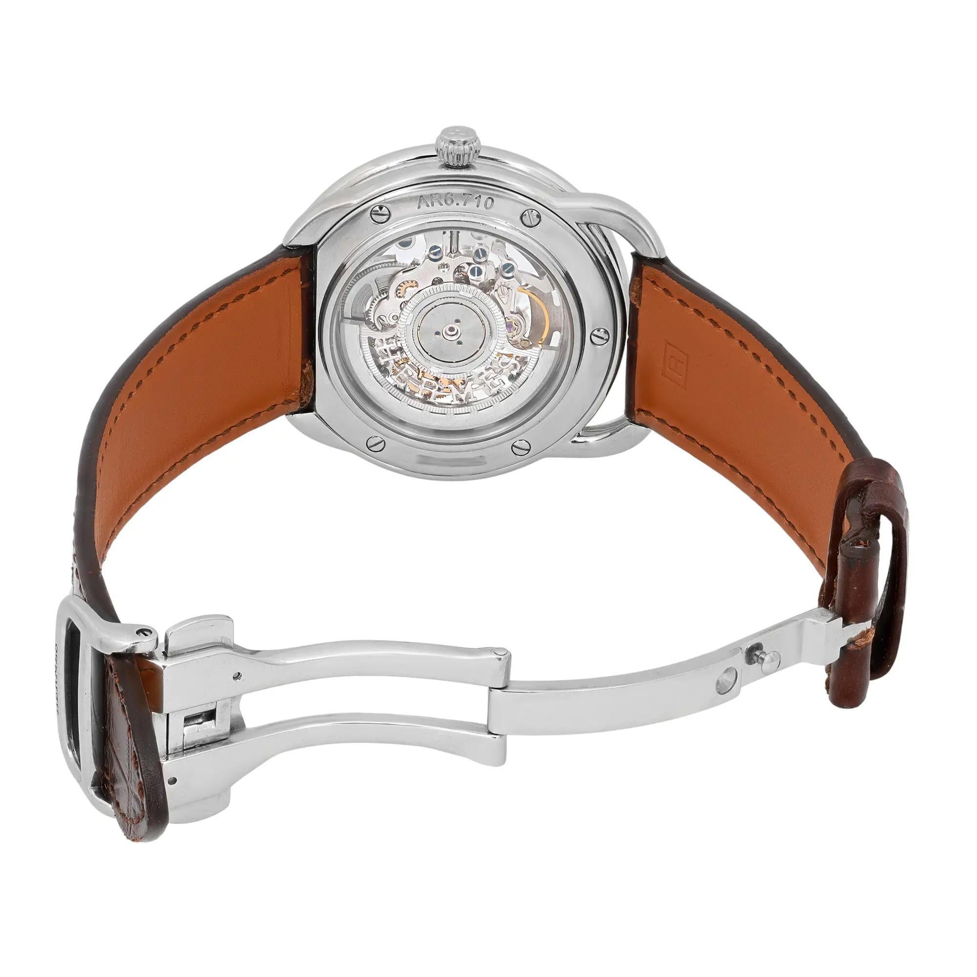 Hermes Arceau Squelette 41MM Edelstahl Skelett Zifferblatt Herrenuhr AR6.710 im Angebot 2