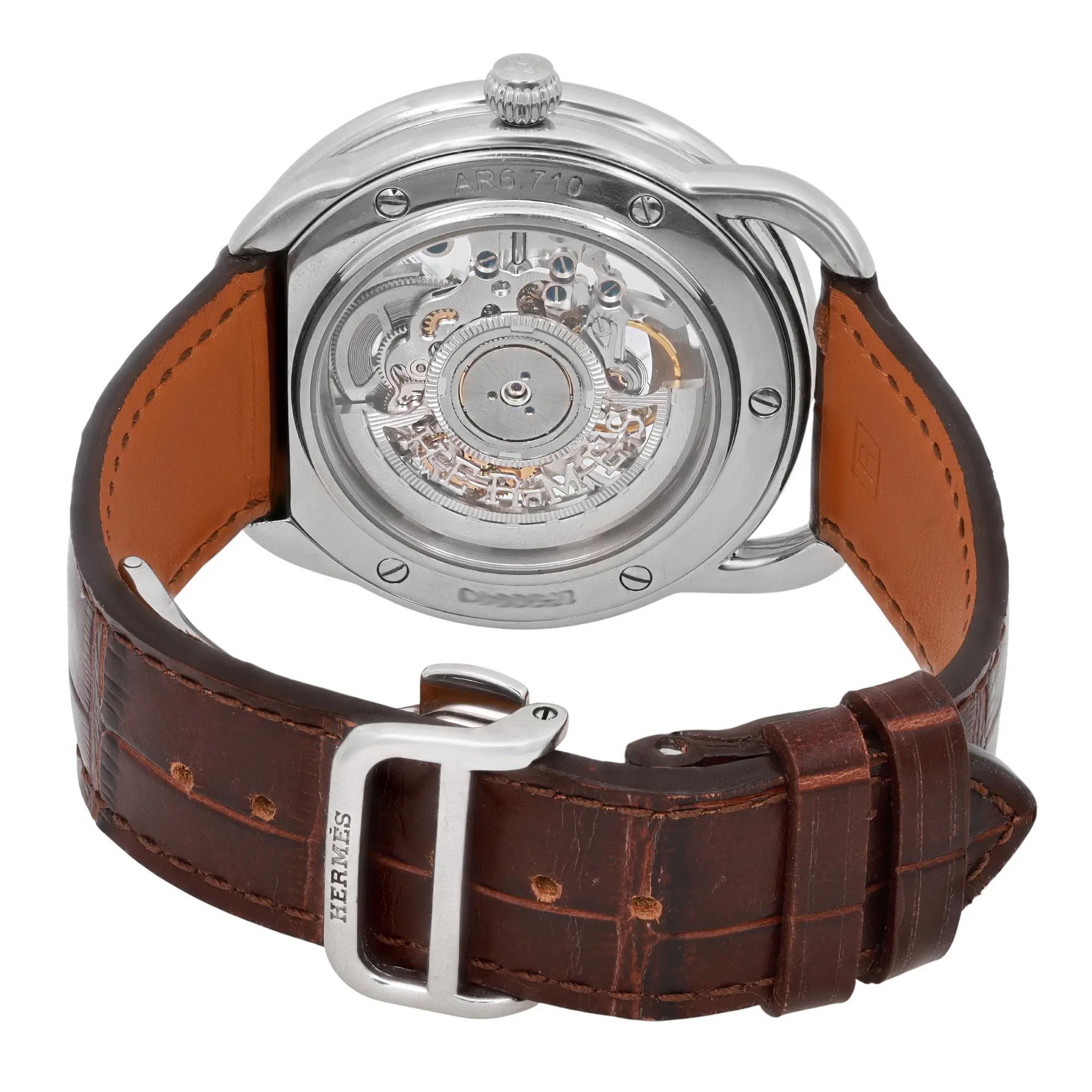 Hermes Arceau Squelette 41MM Edelstahl Skelett Zifferblatt Herrenuhr AR6.710 im Angebot 3