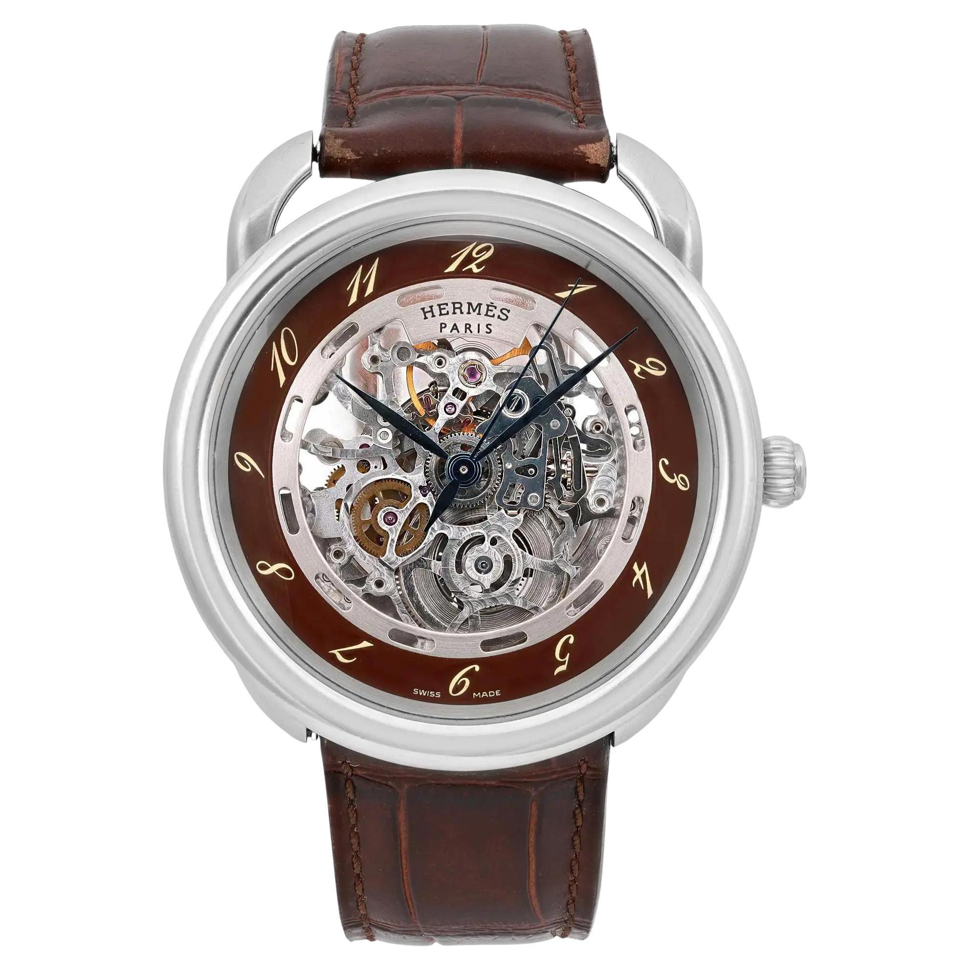 Hermes Arceau Squelette 41MM Edelstahl Skelett Zifferblatt Herrenuhr AR6.710 im Angebot