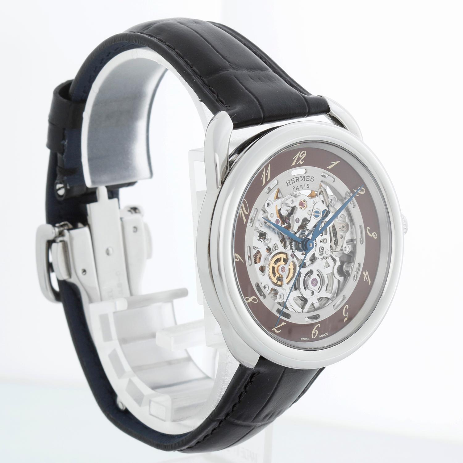 Hermes Arceau Squelette Automatic Watch AR6.710A In Excellent Condition For Sale In Dallas, TX