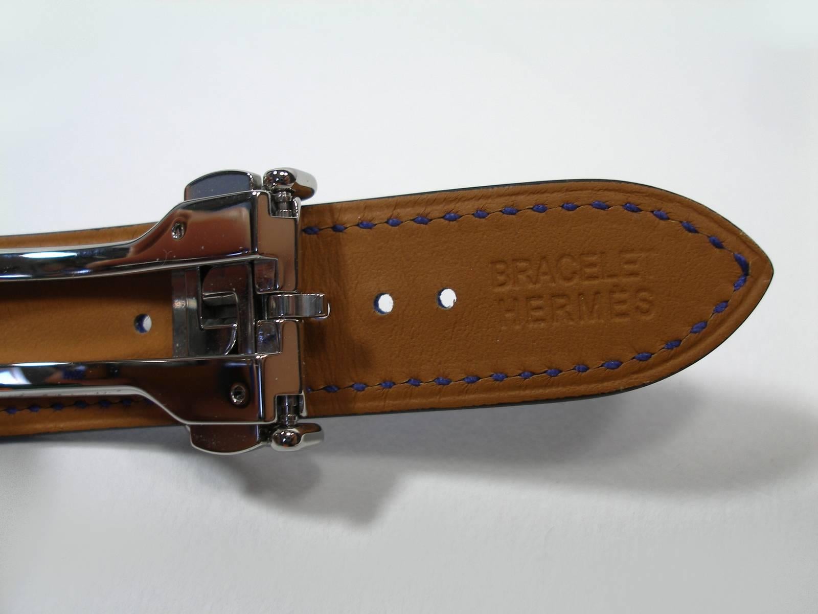 Hermès Arceau Stainless 38 mm Quartz Bracelet Veau Leather Bleu Electrique 6