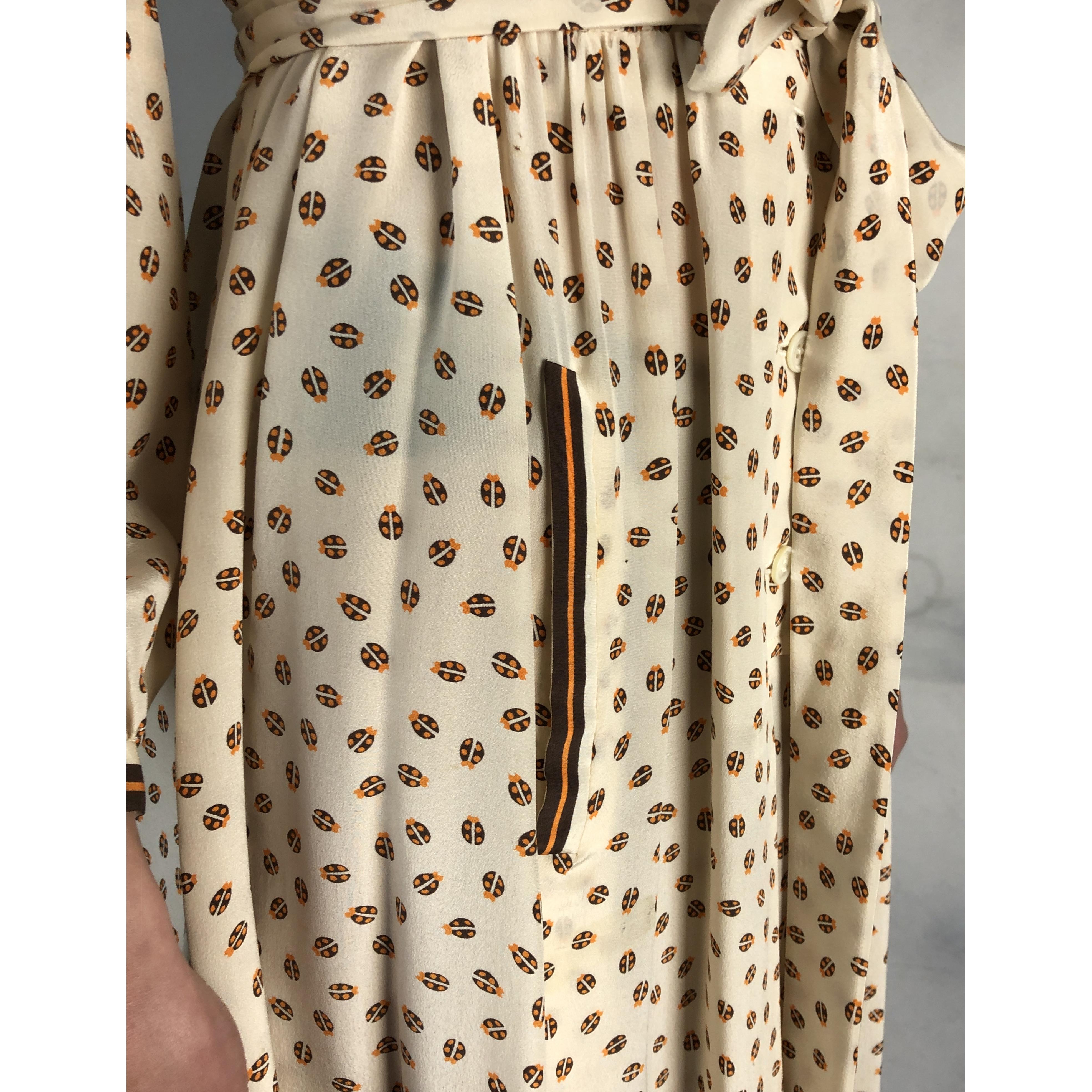 Hermès archival ladybirds print silk chiffon dress. Circa 1960s 1