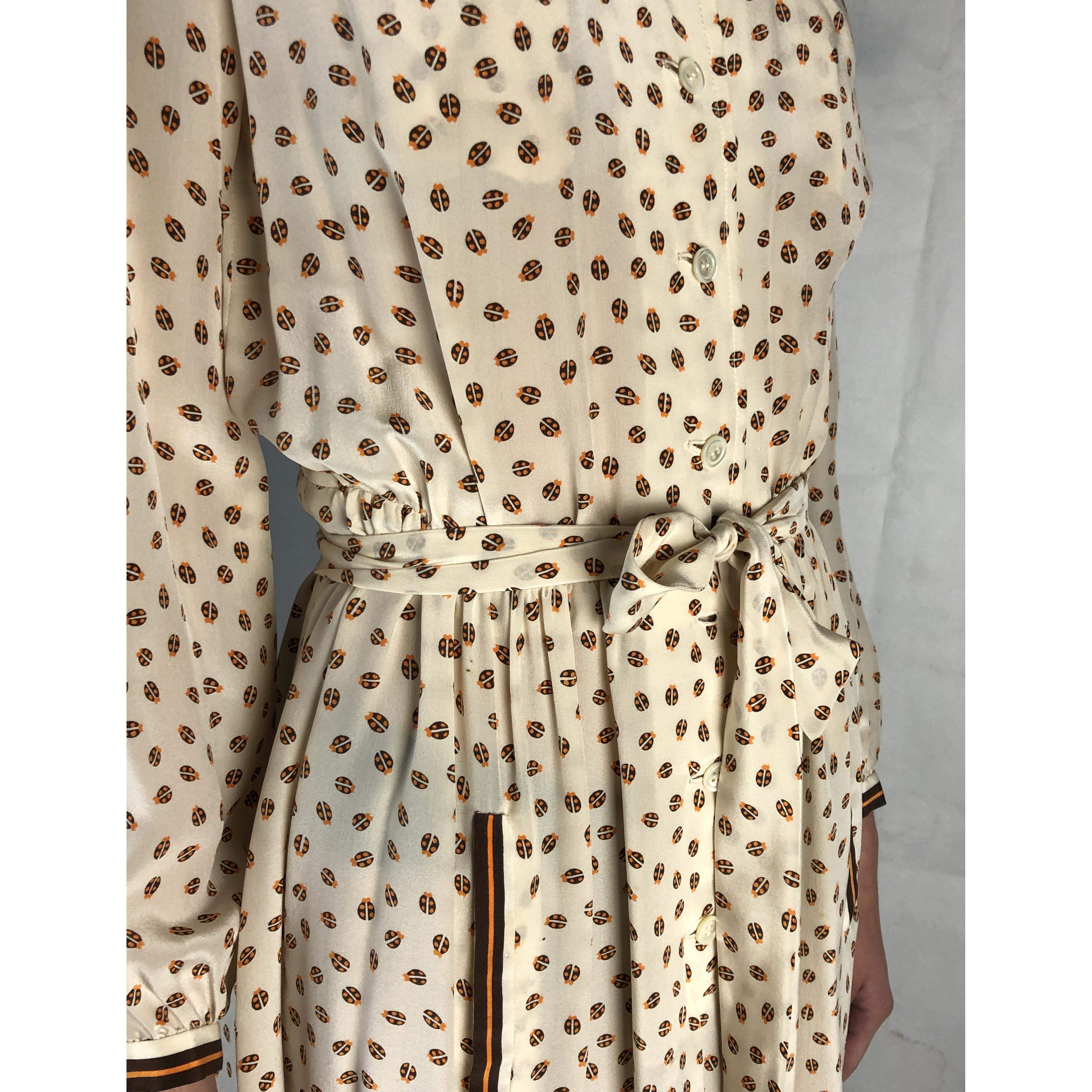 Hermès archival ladybirds print silk chiffon dress. Circa 1960s 2