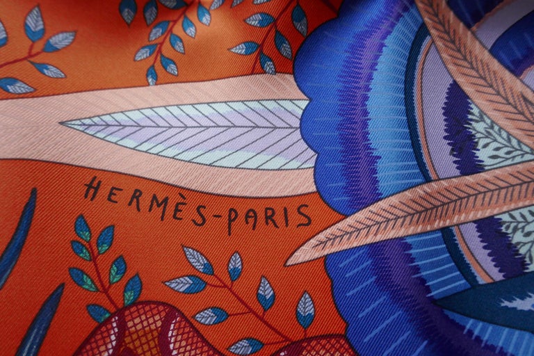 HERMÈS Ardmore Artists design “Flowers of South Africa” 100% Silk Scarf, 2016 In Excellent Condition For Sale In Chillerton, Isle of Wight