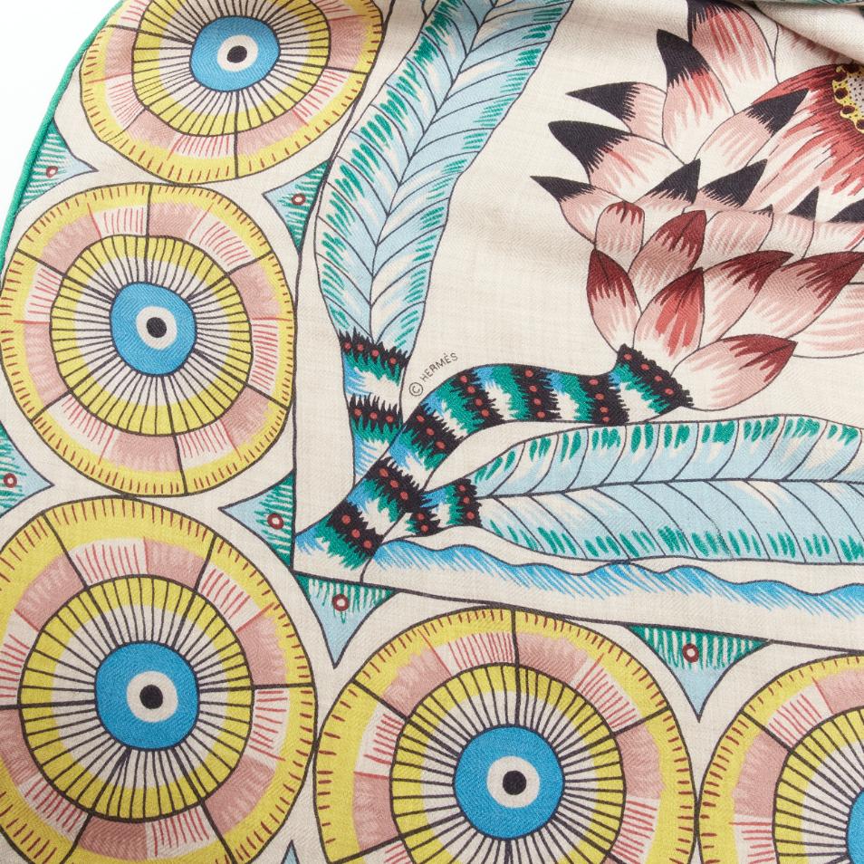 HERMES Ardmore Artists The Savana Dance 140 colorful cashmere silk print shawl 6