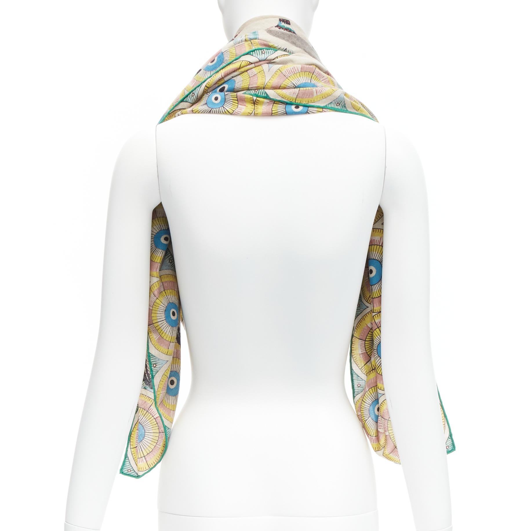 HERMES Ardmore Artists The Savana Dance 140 colorful cashmere silk print shawl 1