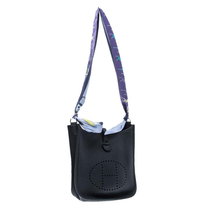 Black Hermes Ardoise Grey Clemence Leather Evelyne II TPM Bag