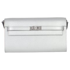 Hermès Argental Metallic Chevre Chamkilight Kelly Wallet To Go PHW
