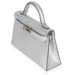 Hermès Argent Metallic Chevre Chamkilight Sellier Mini Kelly II 20 PHW