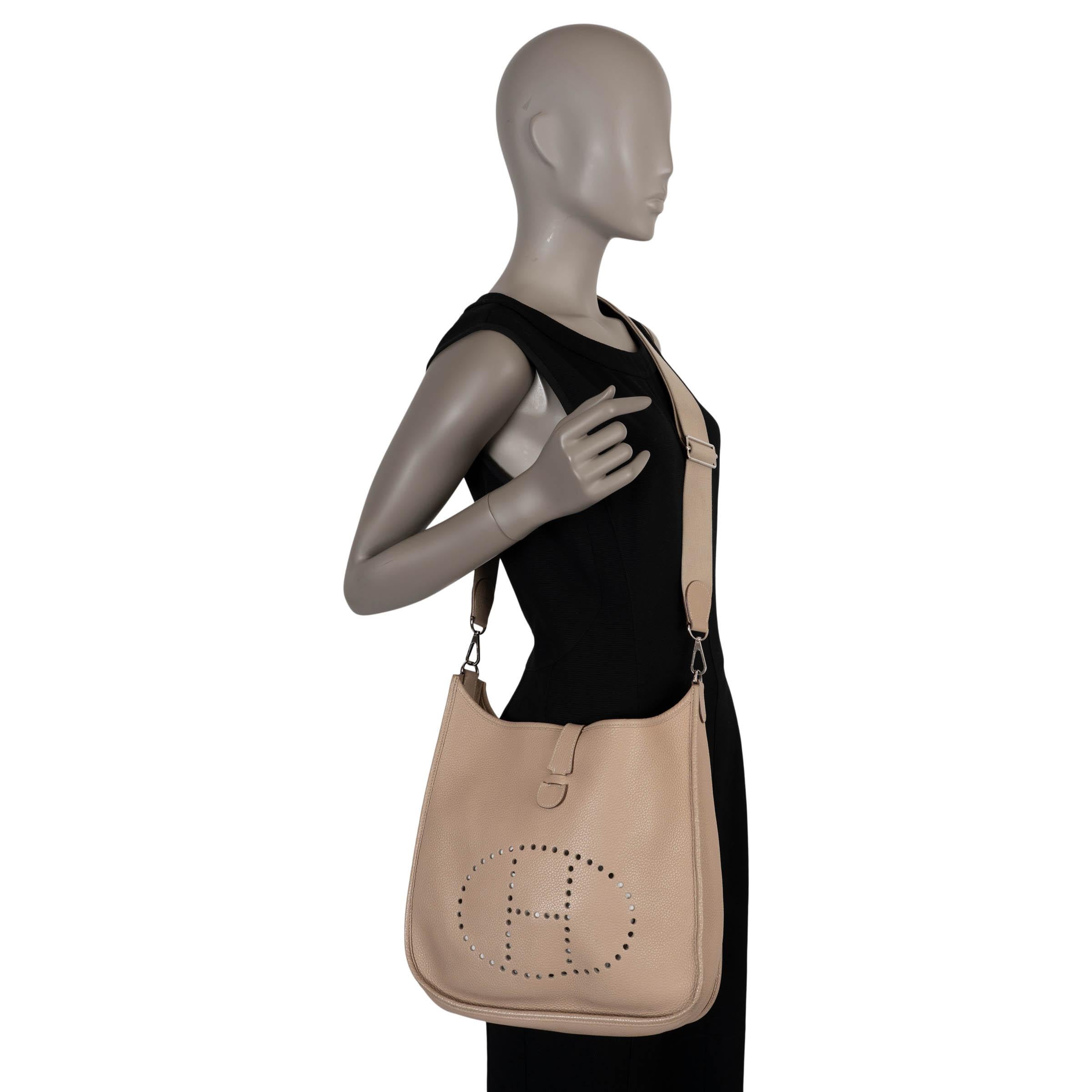 HERMES Argile beige Clemence Leder EVELYNE 33 Crossbody Tasche Phw im Angebot 8