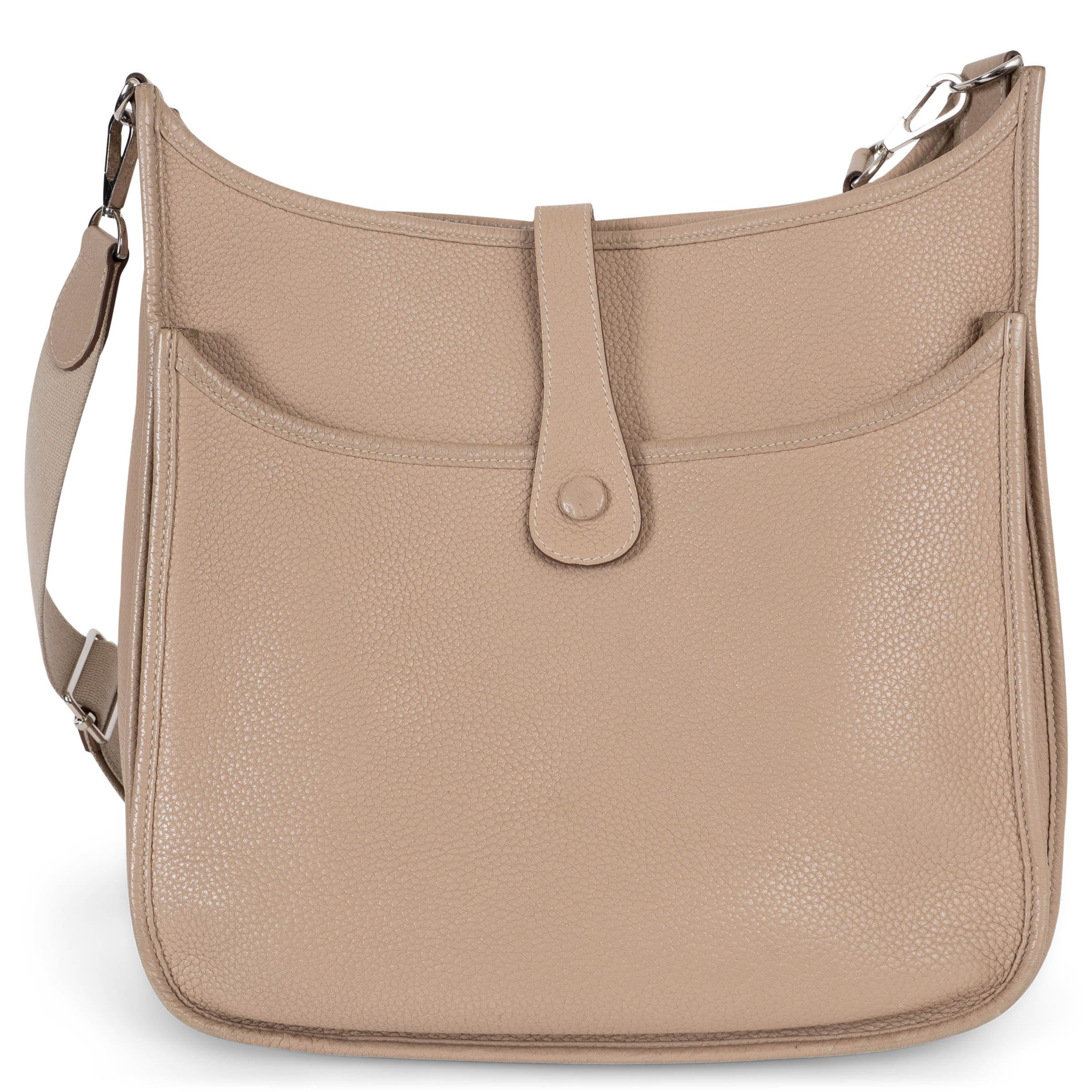 HERMES Argile beige Clemence Leder EVELYNE 33 Crossbody Tasche Phw (Beige) im Angebot
