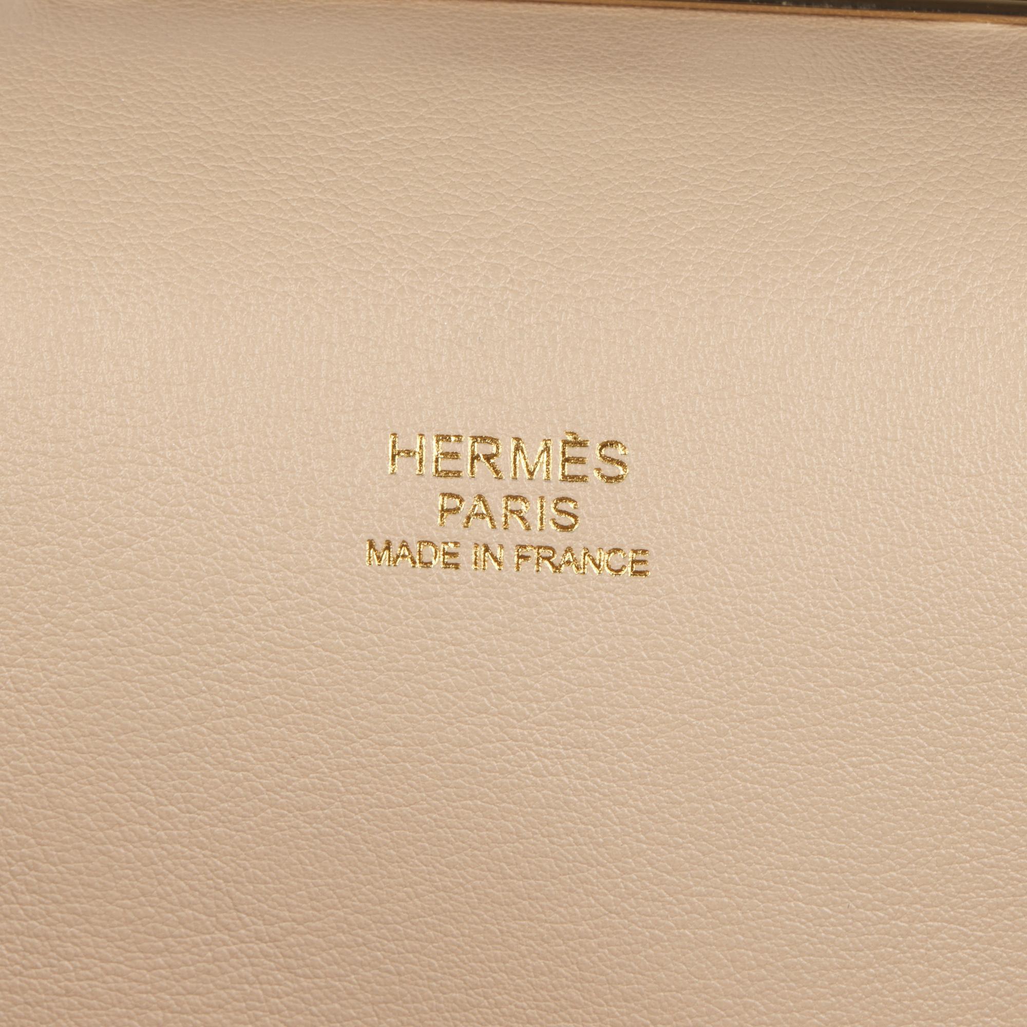 Hermès Argile Swift Leder & Veau Grizzly Wildleder Werkzeugkoffer 33 im Angebot 5