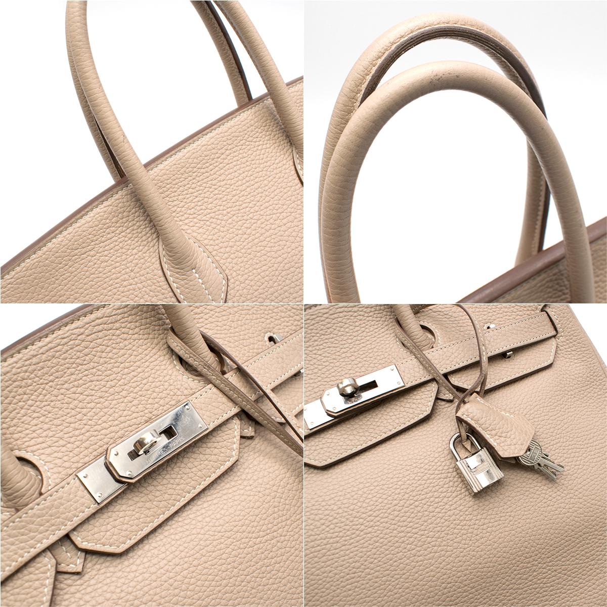 Hermes Argile Taurillion Clemence Leather 35cm Birkin	 In Good Condition For Sale In London, GB