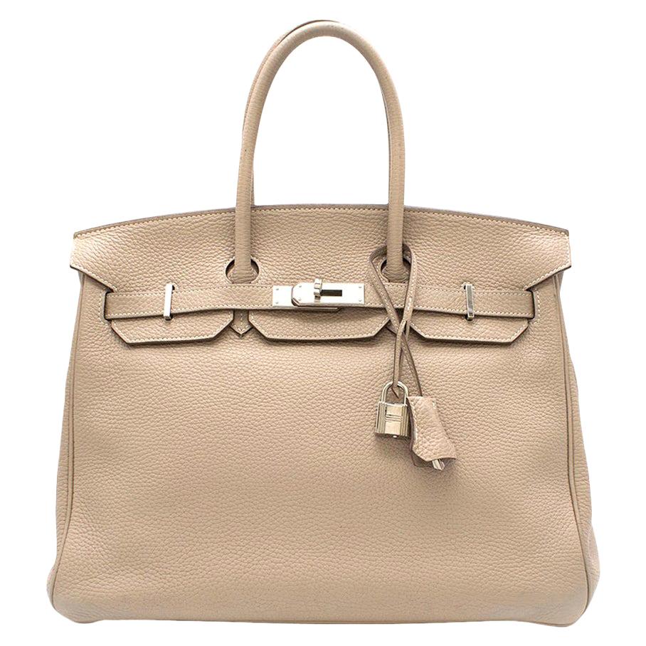 Hermes Argile Taurillion Clemence Leather 35cm Birkin	 For Sale