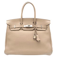 Hermes Argile Taurillion Clemence Leather 35cm Birkin	