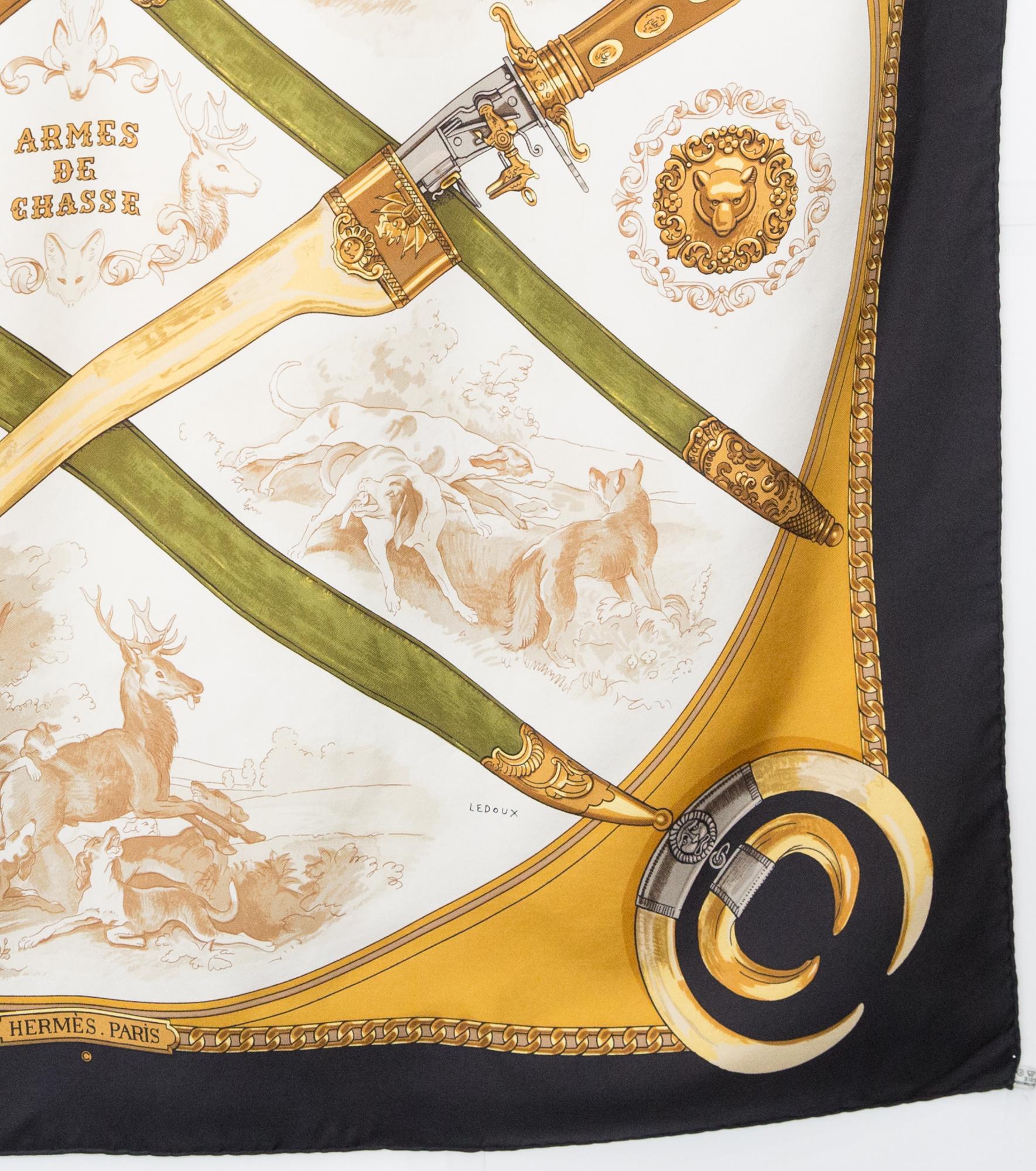 Women's or Men's Hermes Armes de Chasse by P Ledoux Silk Scarf For Sale