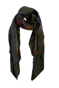 Hermes, Art des Steppes cashmere scarf in green
