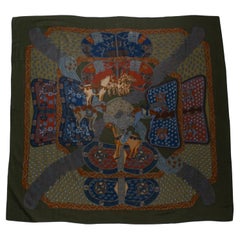 Hermes, Art des Steppes cashmere scarf in green