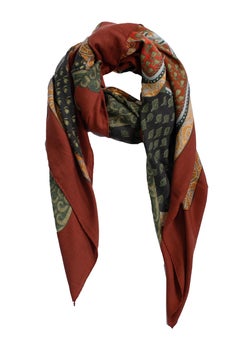 Hermes, Art des Steppes cashmere scarf in red