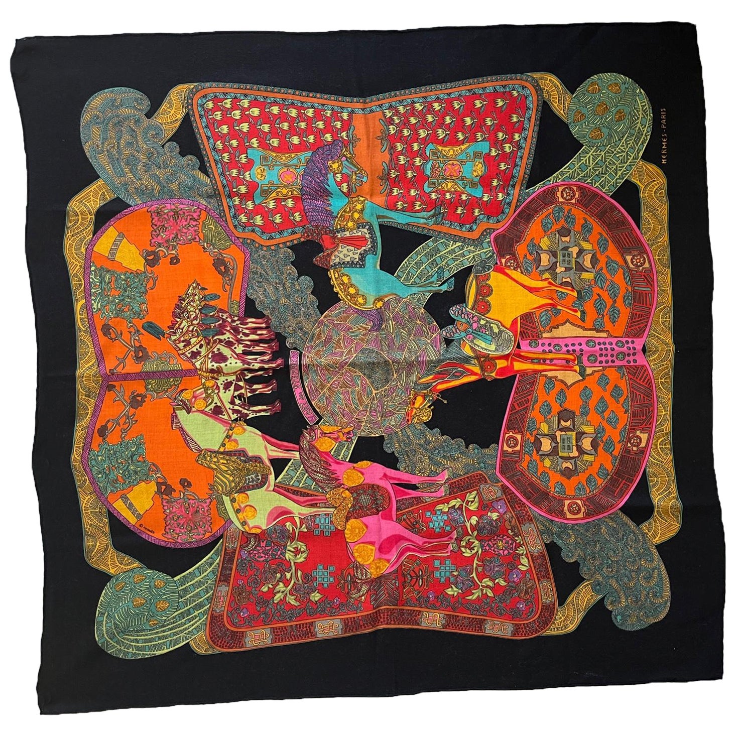 Hermes "Art des Steppes" Cashmere/Silk Scarf