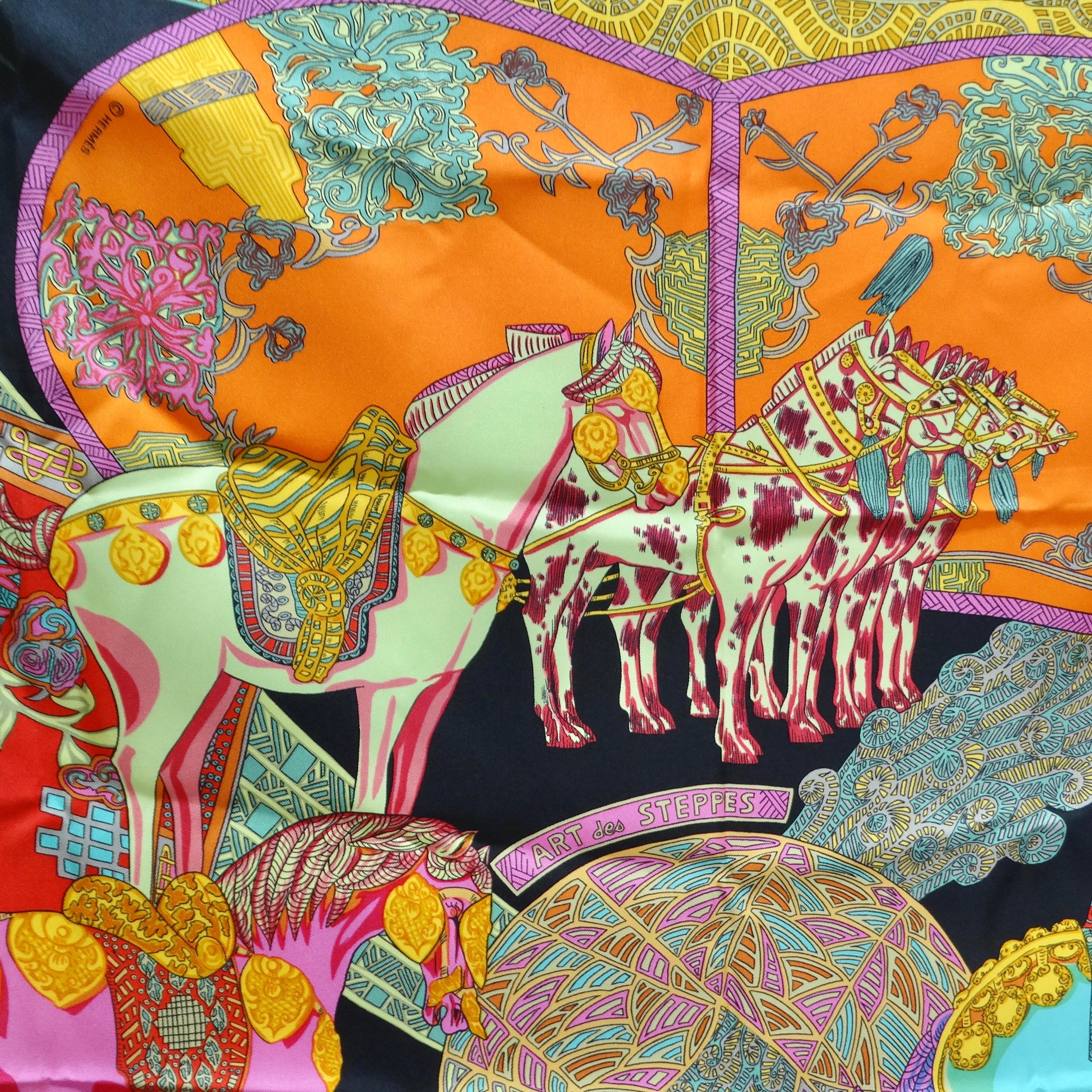 Hermes Art Des Steppes Silk Scarf In Excellent Condition For Sale In Scottsdale, AZ