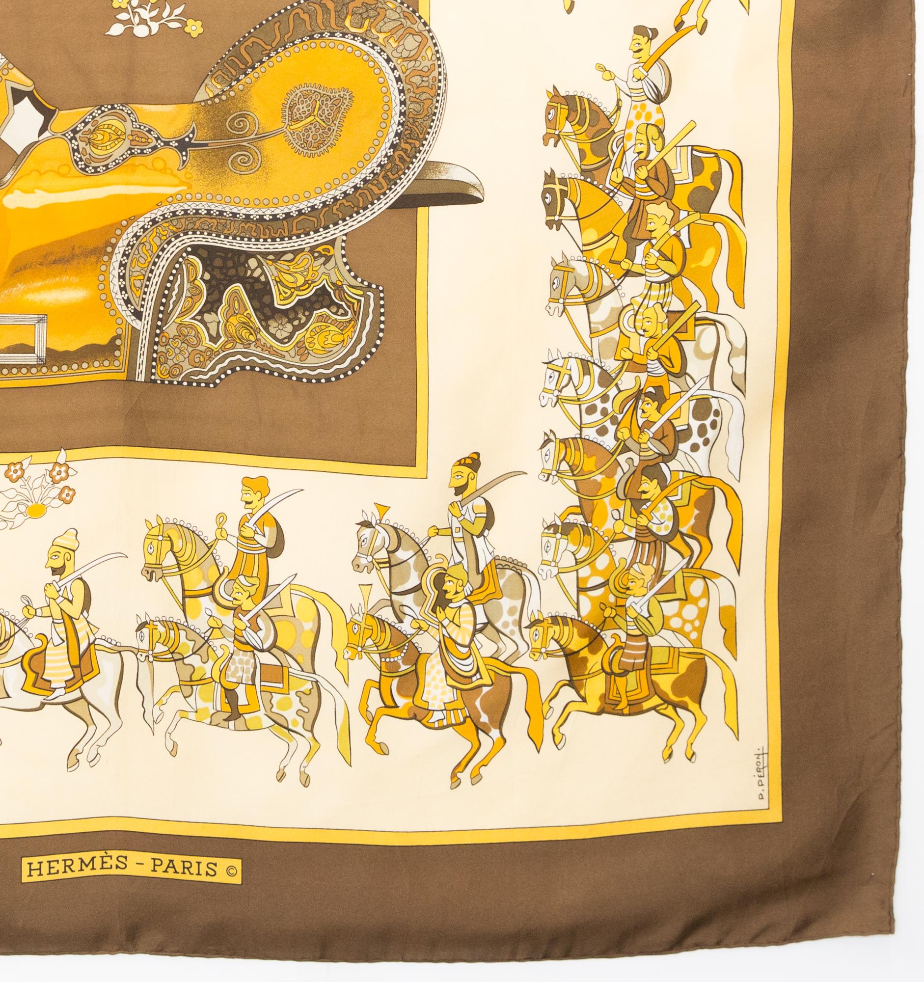 Hermes Artaban by P Peron Silk Scarf In Good Condition For Sale In Paris, FR