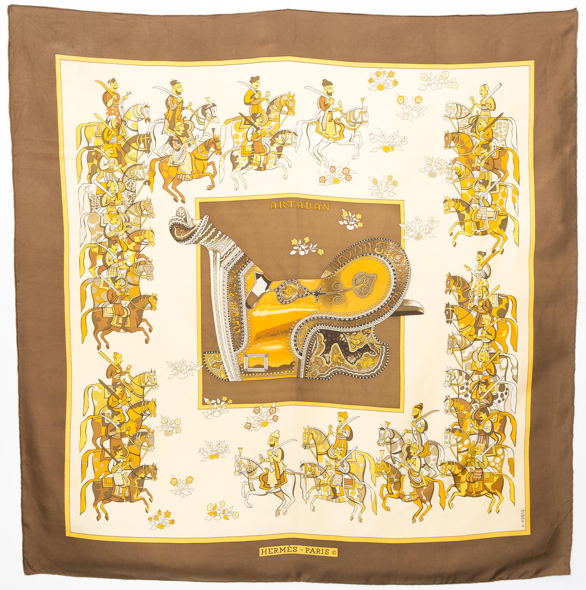 Hermes Artaban by P Peron Silk Scarf For Sale 1