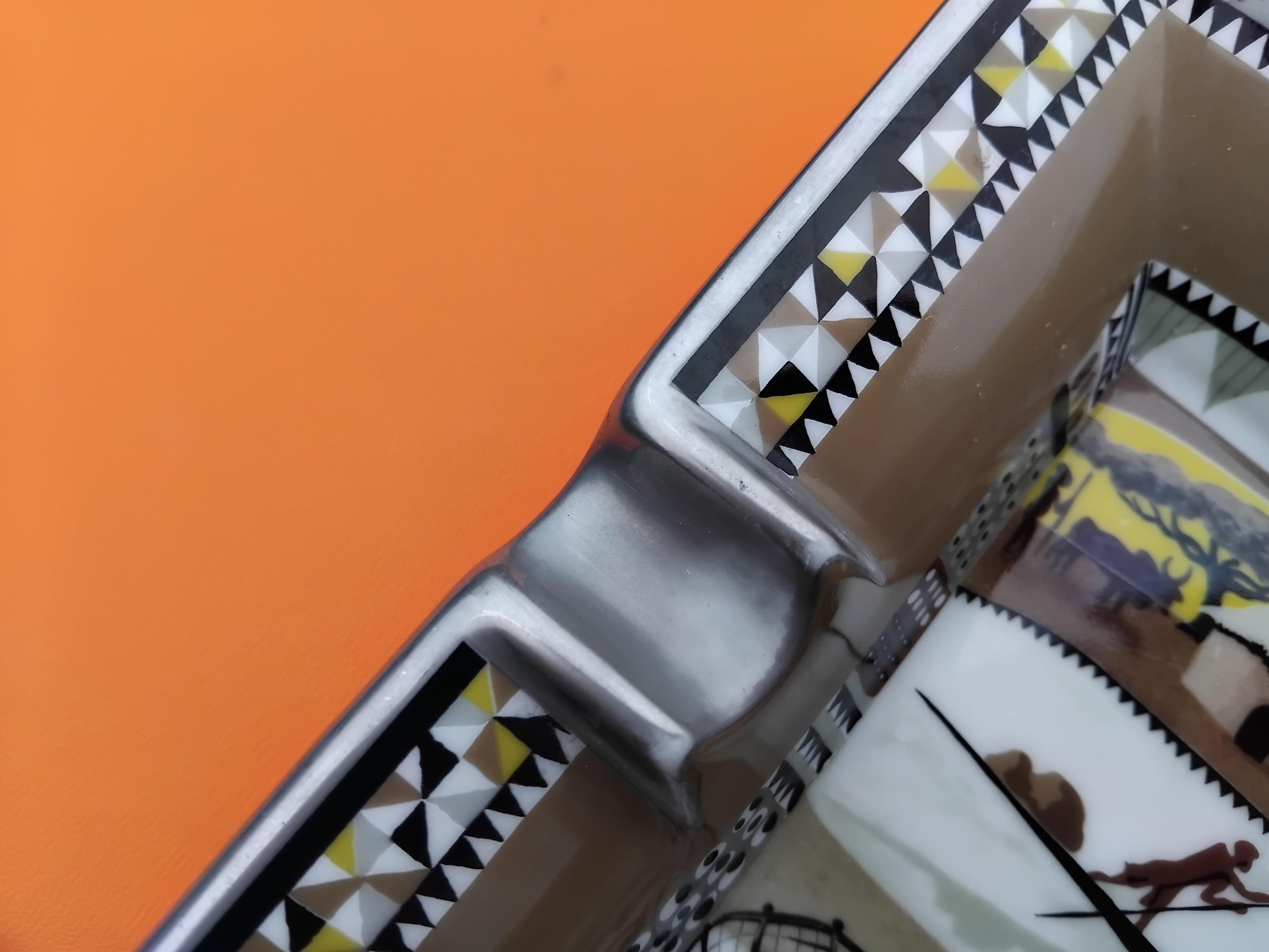 Hermès Ashtray Change Tray La Vie Du Fleuve Africa Porcelain Platinum 7
