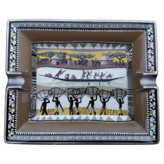 Hermès Ashtray Change Tray La Vie Du Fleuve Africa Porcelain Platinum