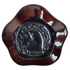 Hermès Ashtray Change Tray Sceau Horse Head in Vallauris Ceramic