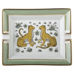 Hermès Ashtray Green Porcelain Guepards