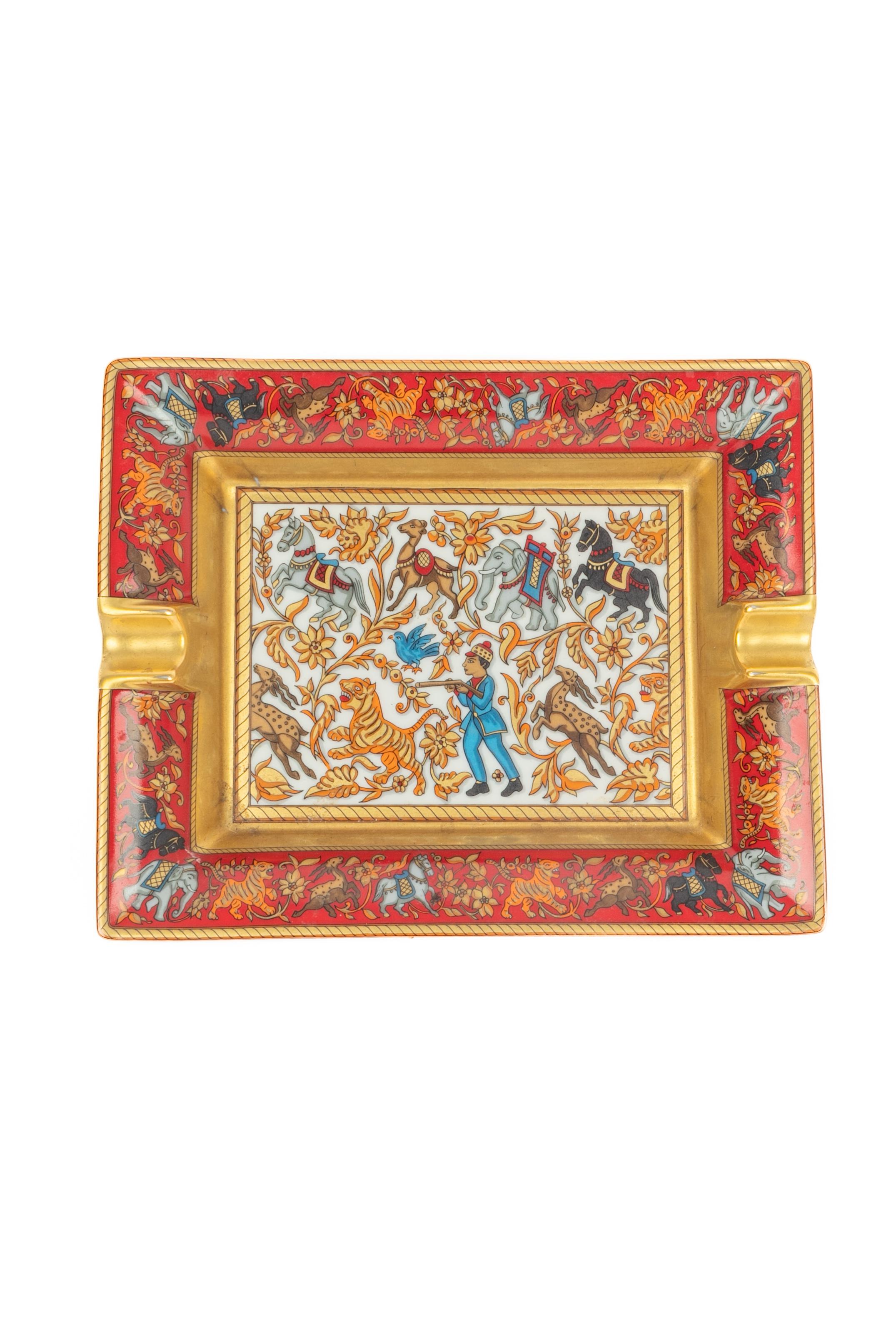 Marron Hermès ashtray 'Hunting in India' en vente