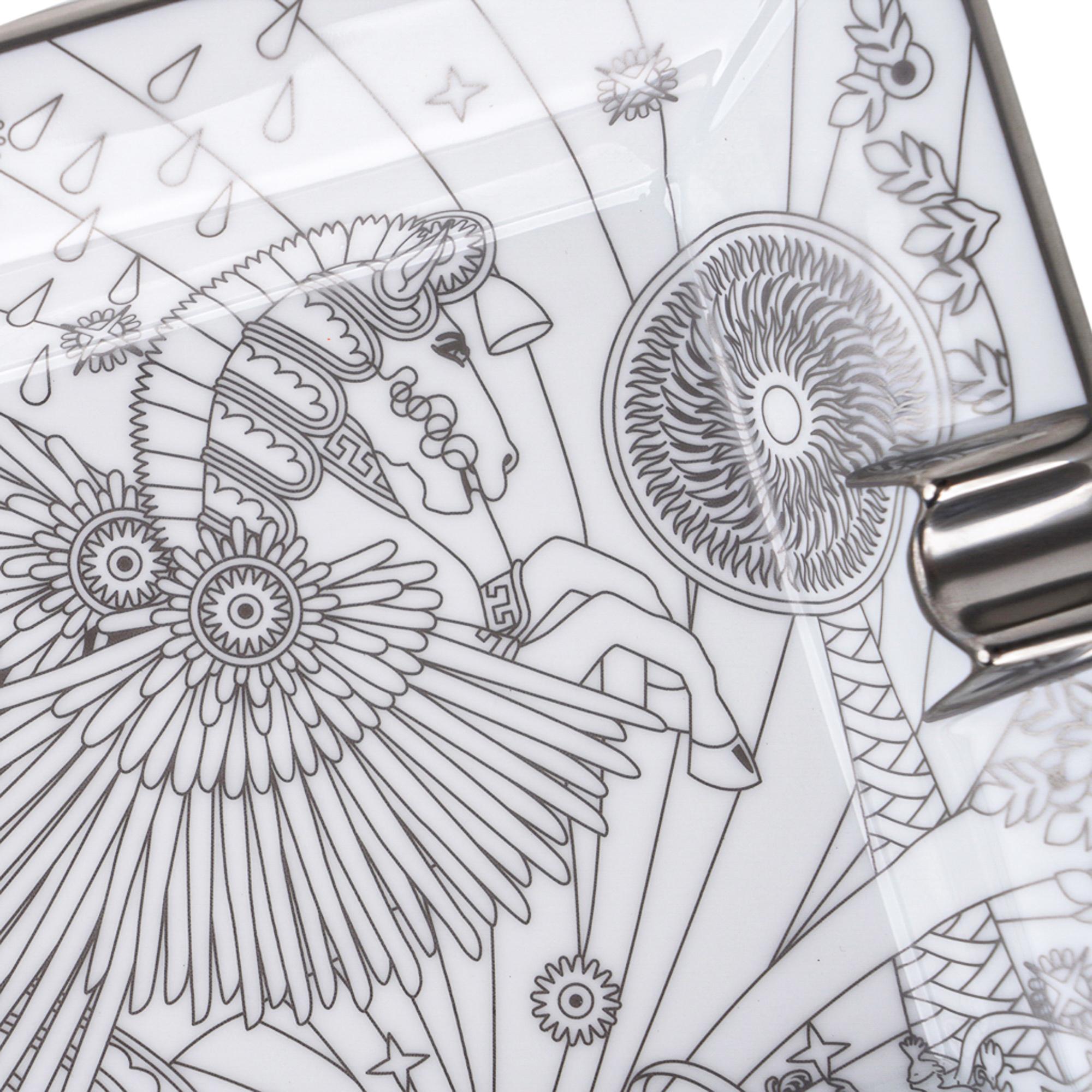 Posacenere Hermes La Source de Pegase Argento Limoges Porcellana Nuovo con Scatola in vendita 1