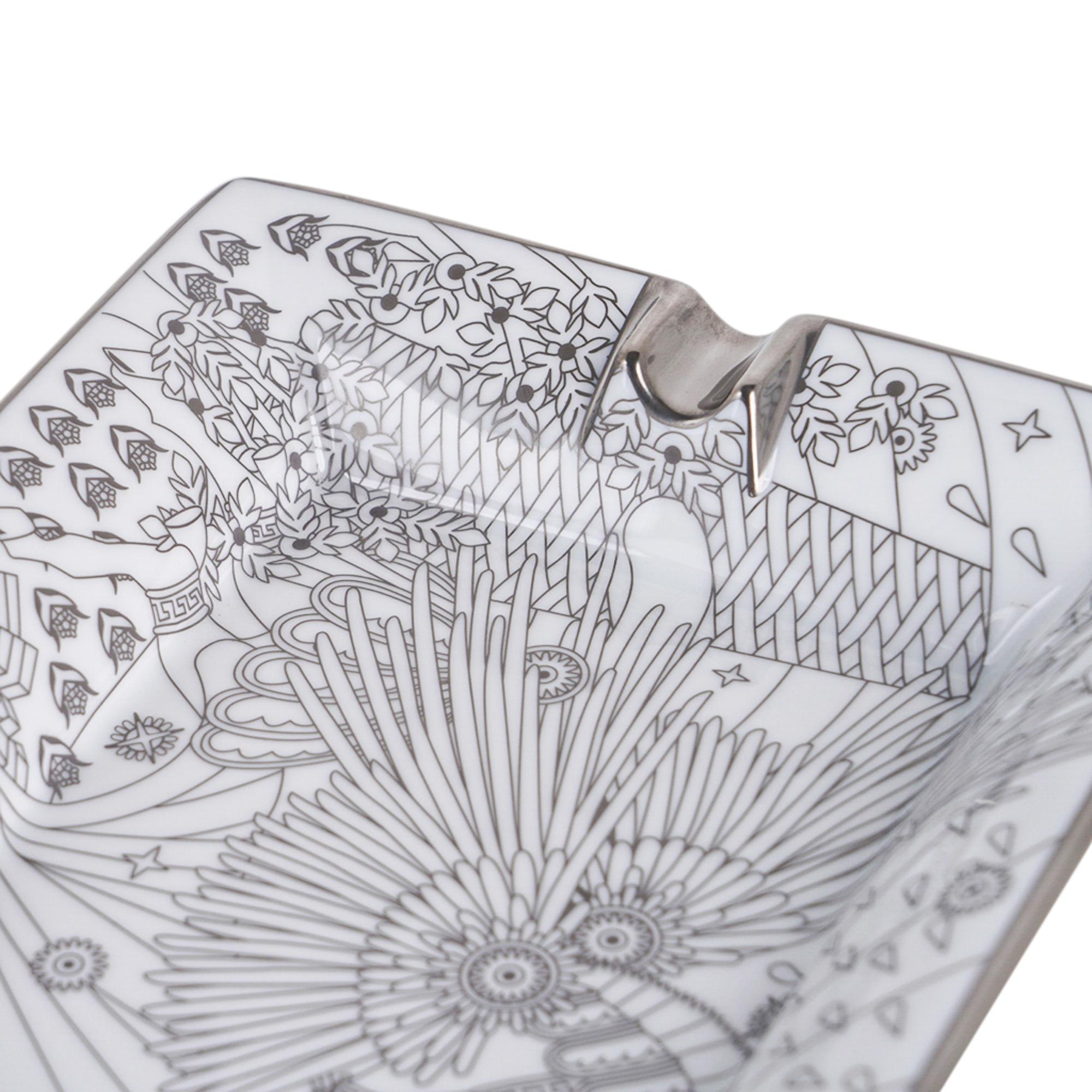 Posacenere Hermes La Source de Pegase Argento Limoges Porcellana Nuovo con Scatola in vendita 2