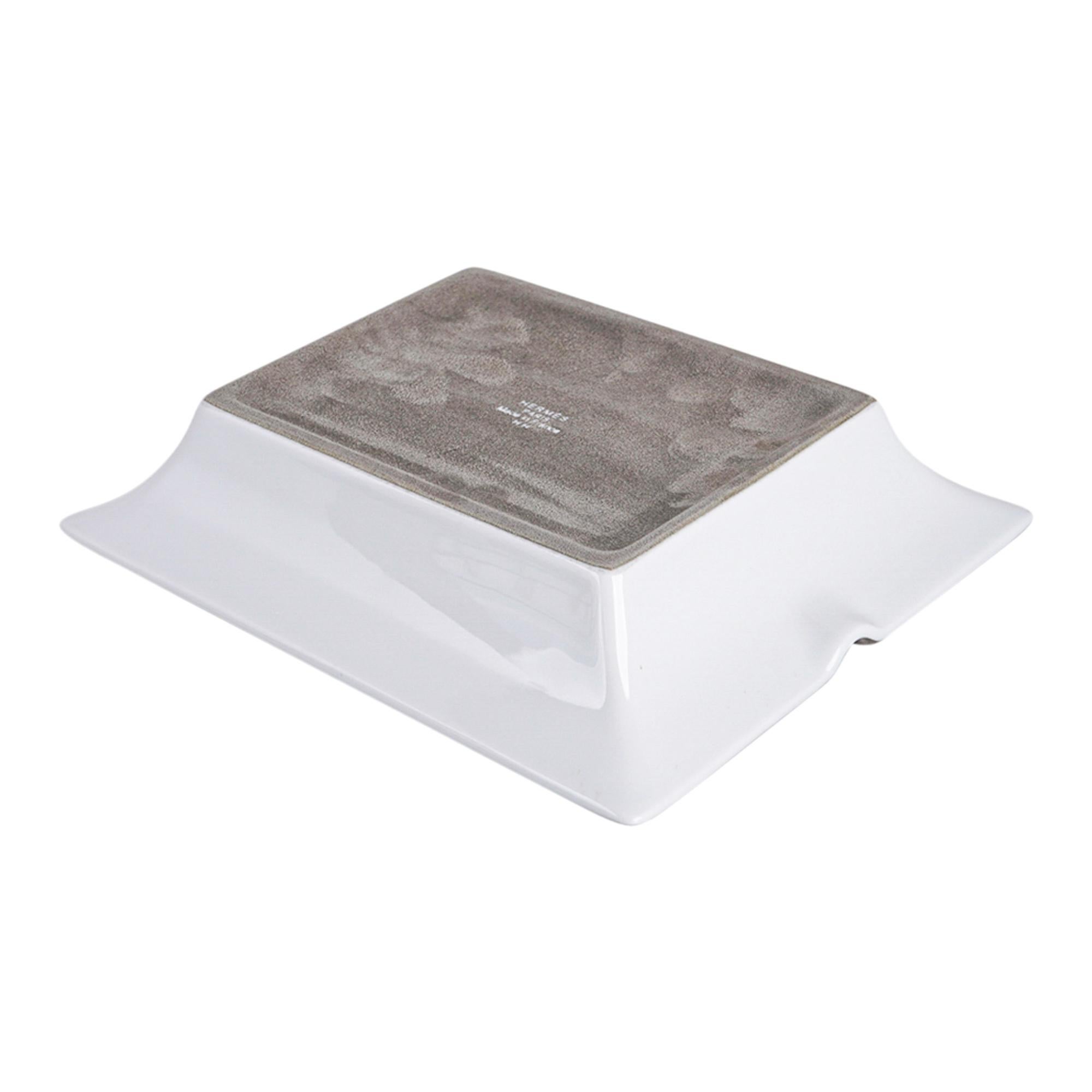 Hermes Ashtray La Source de Pegase Silver Limoges Porcelain New w/Box 1